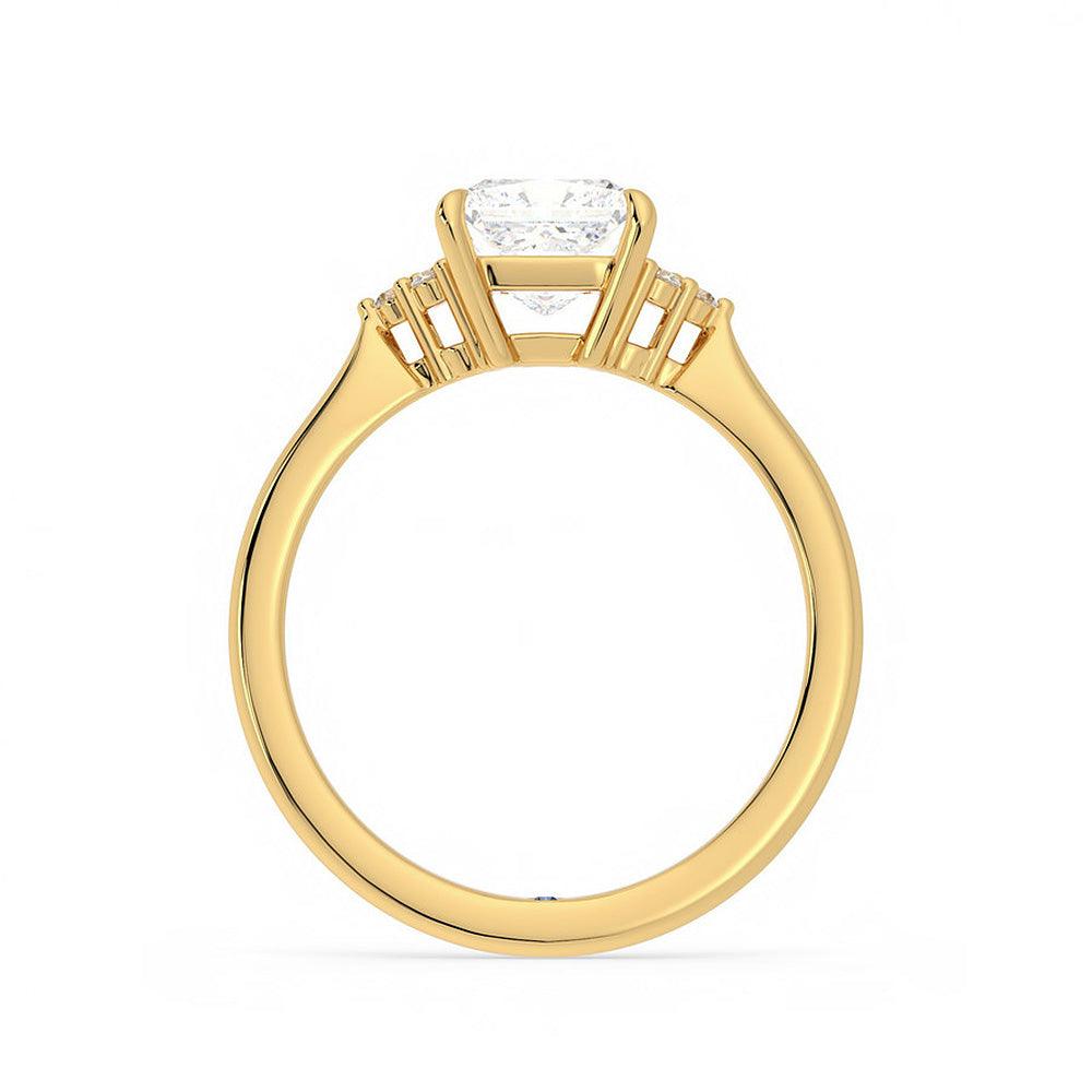 Princess Cut Moissanite Engagement Ring with Hidden Anniversary Stone & Diamond Accents - Perfect for Proposals, Weddings & Anniversary Gifts