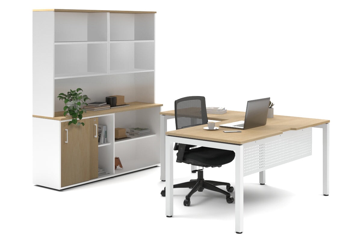 Quadro Square Legs L-Shaped Executive Desk with White Legs [1800L x 1700W] - Perfect for Home Office, Modern Workspace & Executive Suites
