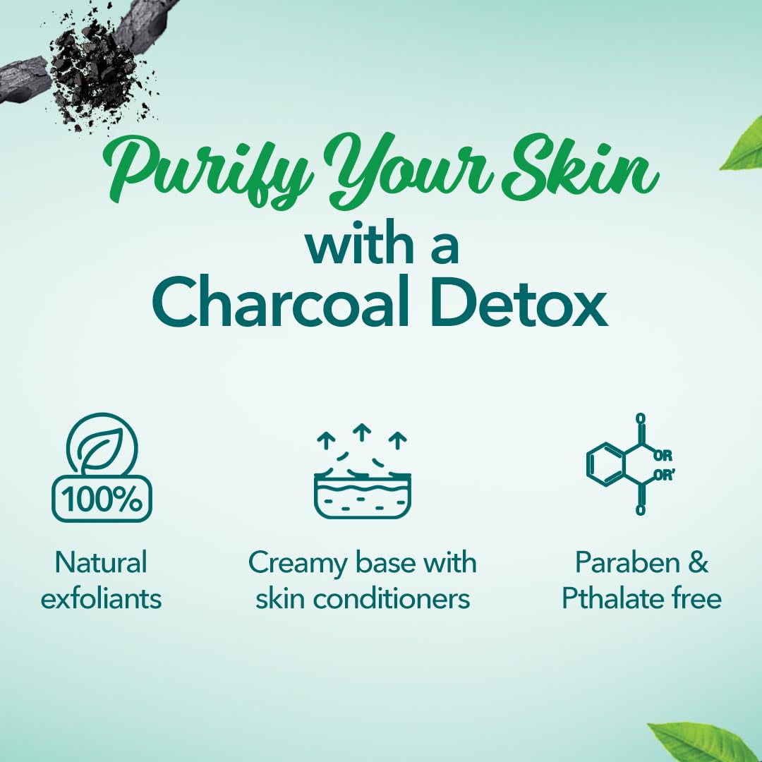 Himalayan Pollution Detox Charcoal Face Scrub 100g - Deep Cleansing & Exfoliating for Acne, Blackheads & Oily Skin - Perfect for Daily Skincare Routine & Post-Workout Refresh