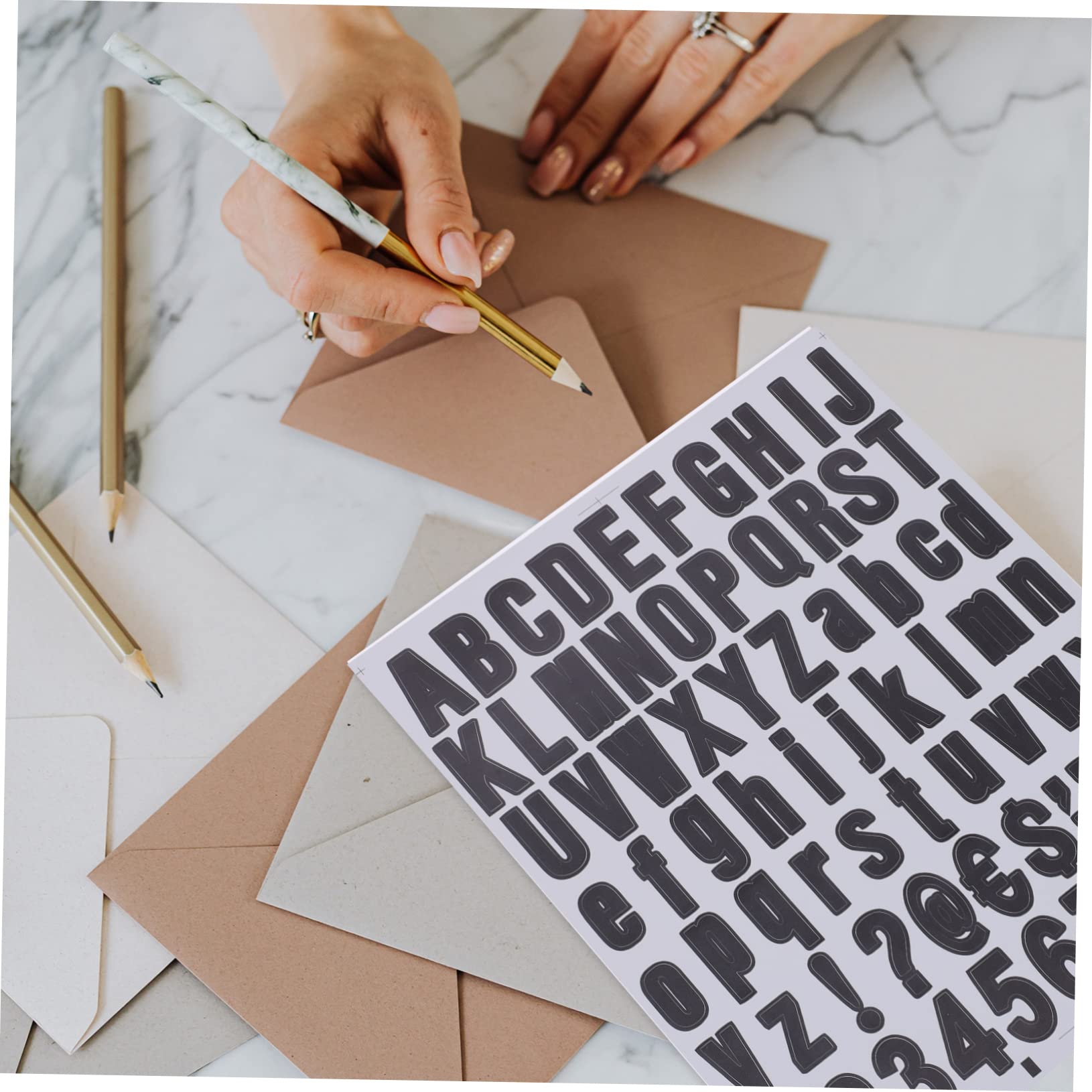 UKCOCO 10 Sheets Alphabet & Number Stickers - Waterproof Vinyl Letter Stickers for Scrapbooking, DIY Crafts, Kitchen Labeling, Water Bottles & Phone Cases | Perfect for Journaling, Home Organization & Personalized Gifts