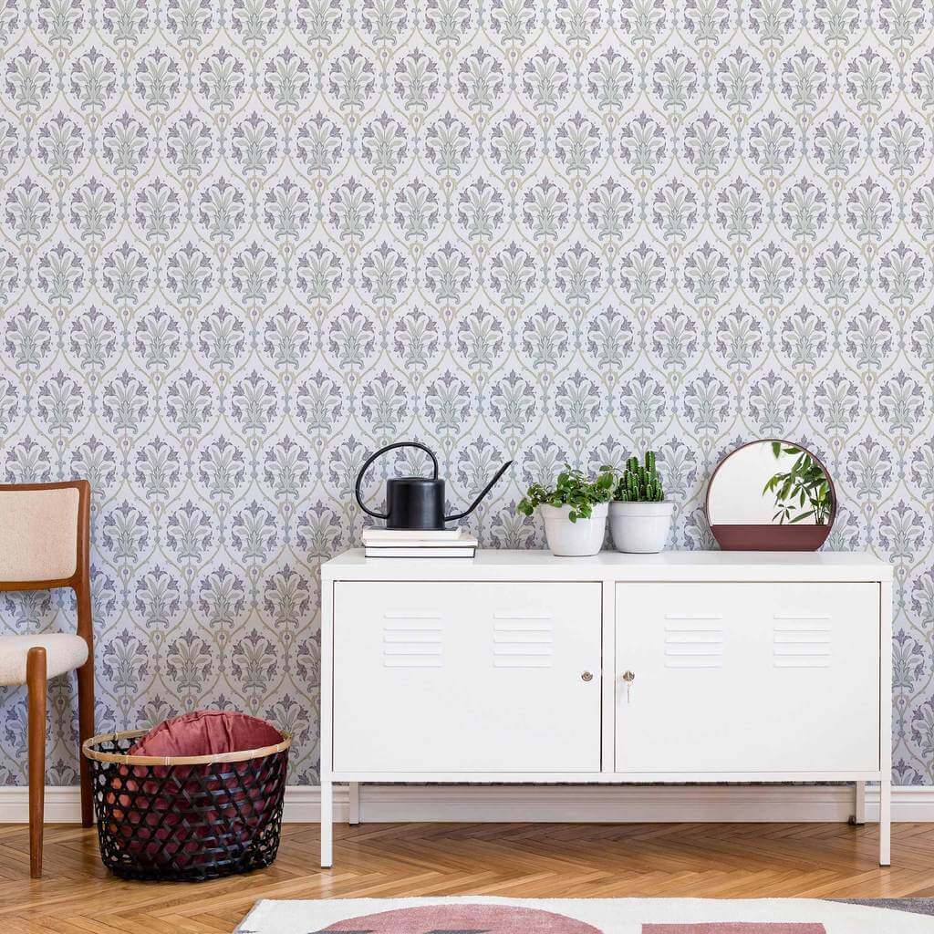 Purple Flowers Peel and Stick Removable Wallpaper - Self-Adhesive Decorative Wall Covering for Bedroom, Living Room & Home Decor