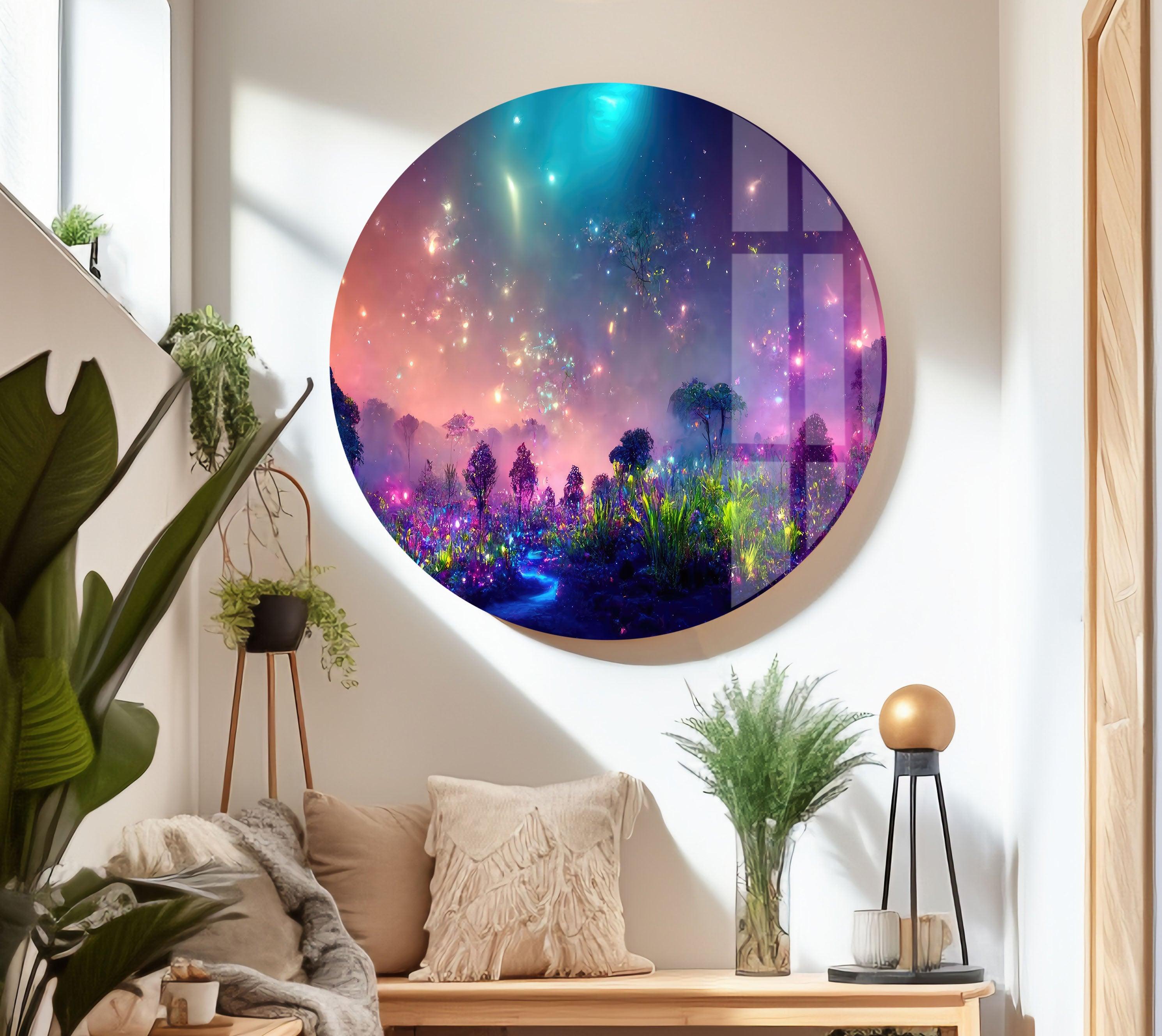 Glowing Bioluminescent Plants Wall Art - Unique LED Glass Decor for Home & Office - Perfect for Bedroom, Living Room, and Indoor Garden Decor