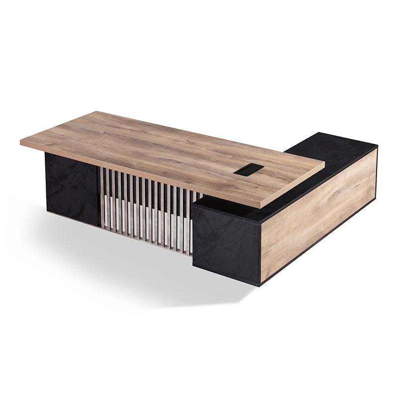 DAXTON 200cm Executive Desk with Left Return in Warm Oak & Black - Premium Office Furniture for Home & Business Workspaces