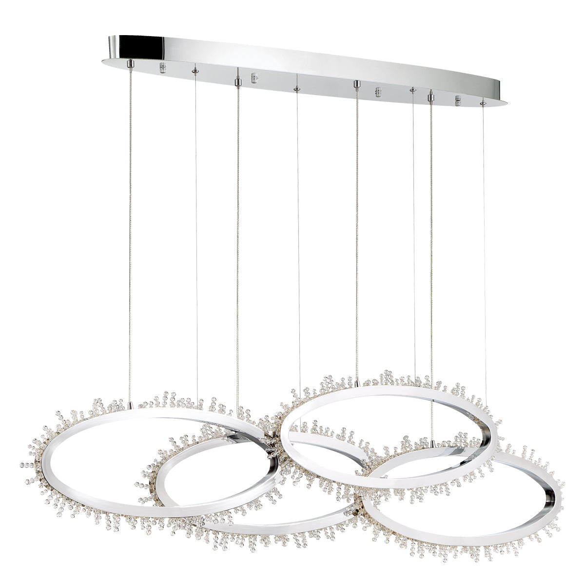 Scoppia Modern Integrated LED Multi-Drop Chandelier - Dimmable Crystal Pendant Lighting Fixture for Dining Room, Bedroom, or Living Room Decor