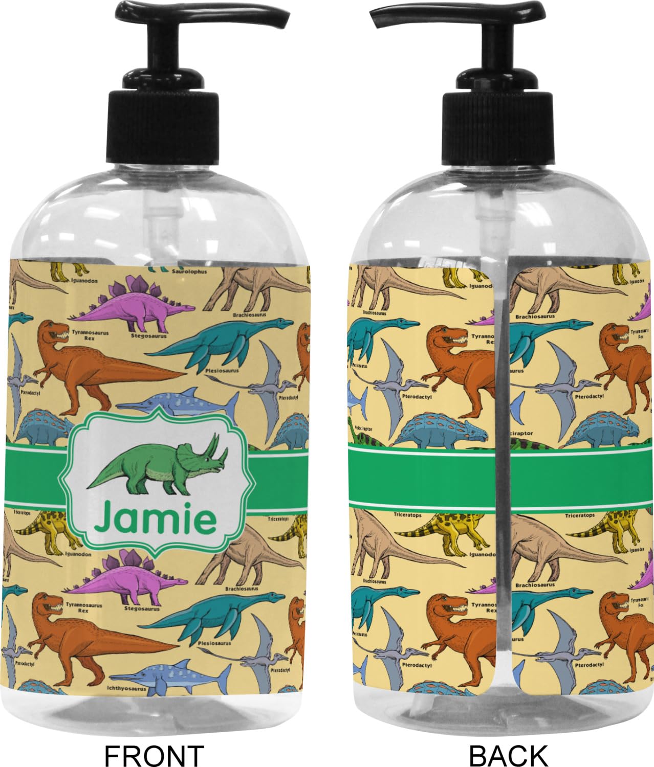 Custom Dinosaur-Themed Plastic Soap Dispenser & Lotion Pump (16oz Large Capacity, Black) - Perfect for Kids' Bathroom, Dinosaur Birthday Party Favors, and Unique Home Decor