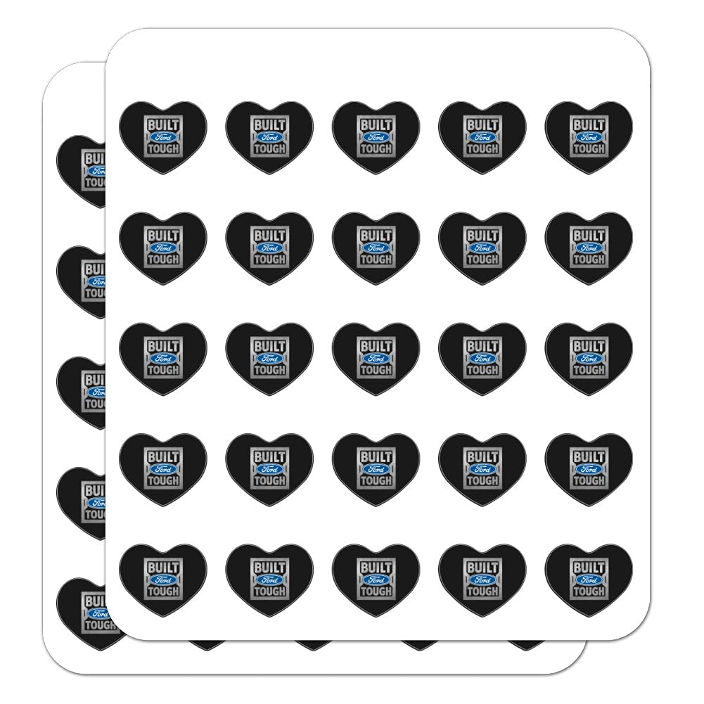 Ford Built Ford Tough Heart Shaped Planner Stickers - Decorative Scrapbook & Journal Supplies for DIY Crafts, Bullet Journaling, and Scrapbooking Projects (50-Piece Set)