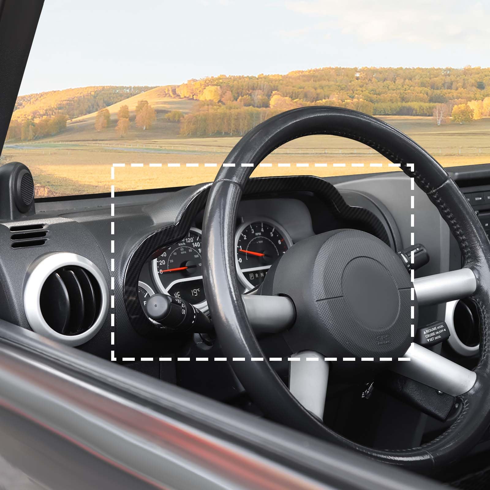 Jeep Wrangler JK JKU 2007-2010 Carbon Fiber Dash Cluster Instrument Panel Gauge Trim Cover | RT-TCZ Interior Accessories | Upgrade Your Off-Road Adventure Style