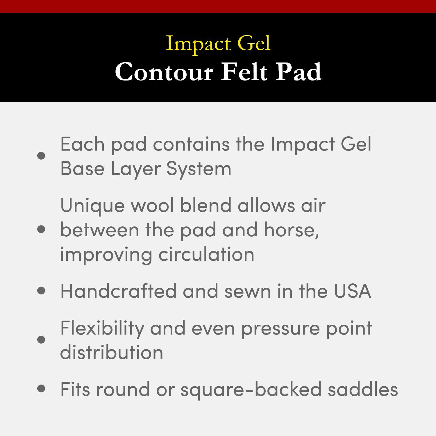 Impact Gel Contour Felt Saddle Pad - Shock Absorbing Horse Riding Pad for Comfort & Protection - Perfect for Trail Riding, Dressage & Jumping