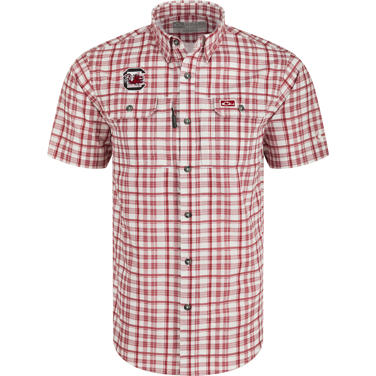 South Carolina Hunter Creek Windowpane Plaid Short Sleeve Shirt for Men - Casual Button Down Shirt for Outdoor Activities, Summer Wear & Everyday Style