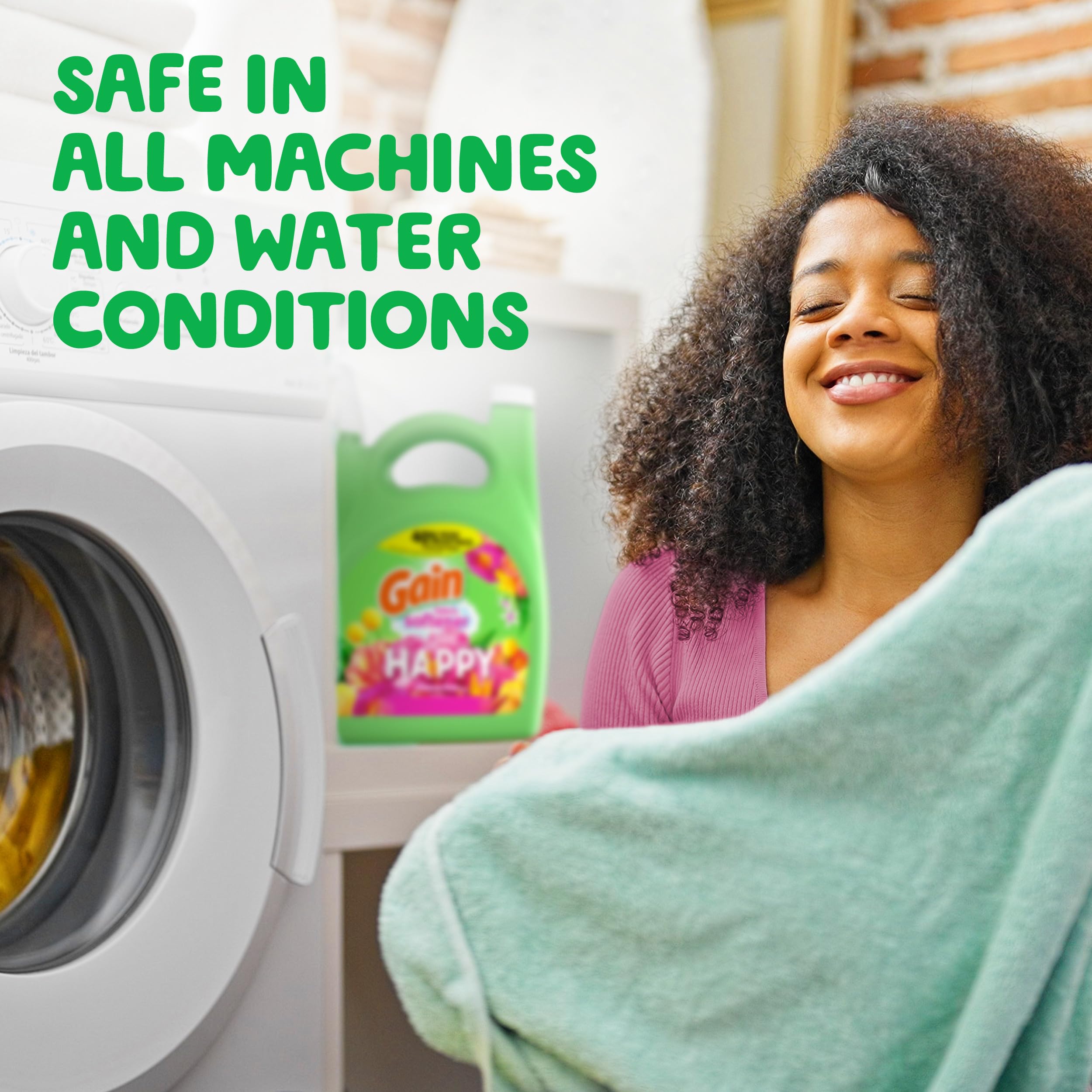Gain Liquid Fabric Softener & Conditioner - Happy Scent, 127 Fl Oz (188 Loads) - Softens Clothes & Reduces Static for Laundry, Bedding & Towels