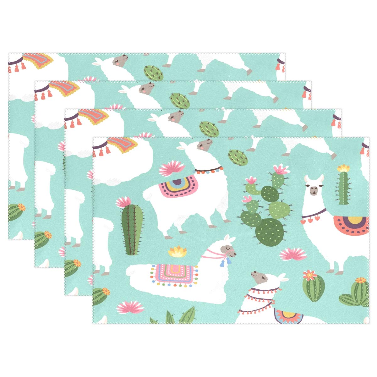 Llama and Cactus Heat Resistant Placemats - Washable Dining Table Mats for Kitchen Decor (Set of 1) - Perfect for Southwestern Style Home Dining and Party Table Settings