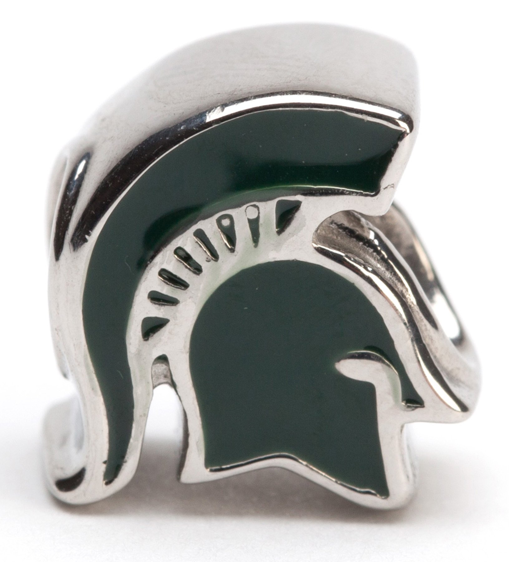 Michigan State Spartans Charm Bracelet - Official MSU Licensed Jewelry with 3 Spartan Charms & 4 Crystal Beads | Stainless Steel University Gift for Women & Men | Perfect for Game Day, Graduation & Spartan Pride