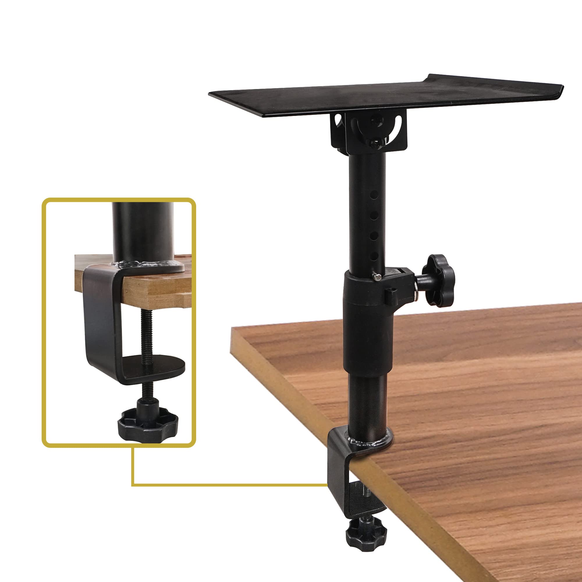 Sound Town 2-Pack Adjustable Studio Monitor Speaker Stands - Clamp-On Desktop Mount for Horizontal/Vertical Positioning (STSD-DCM-PAIR) - Perfect for Home Recording, Podcasting & Music Production Studios