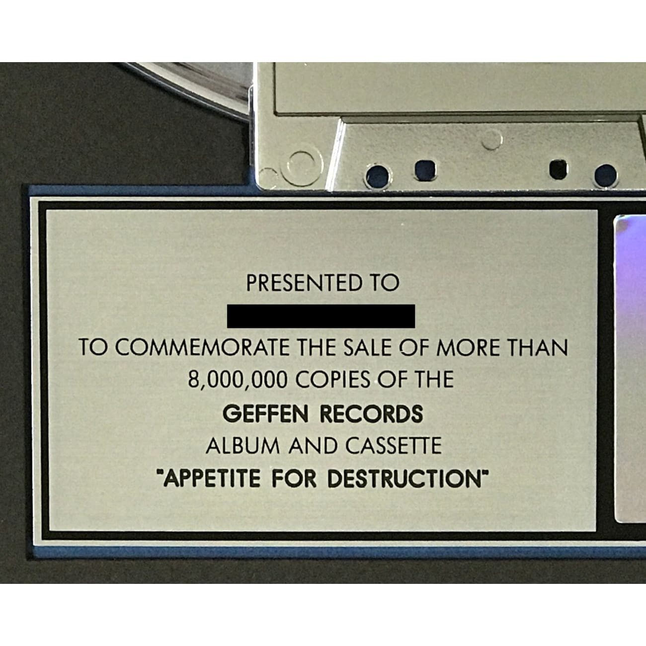 Guns N' Roses Appetite For Destruction Album - RIAA 8x Multi Platinum Award - Perfect for Rock Music Collectors & Home Decor