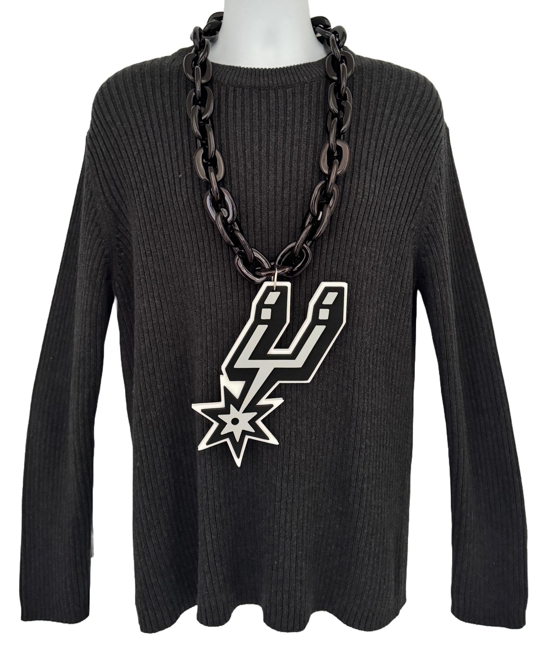 San Antonio Spurs NBA Basketball Fan Chain Necklace - Black Spurs Team Jewelry for Men & Women - Perfect for Games, Parties & Gifts