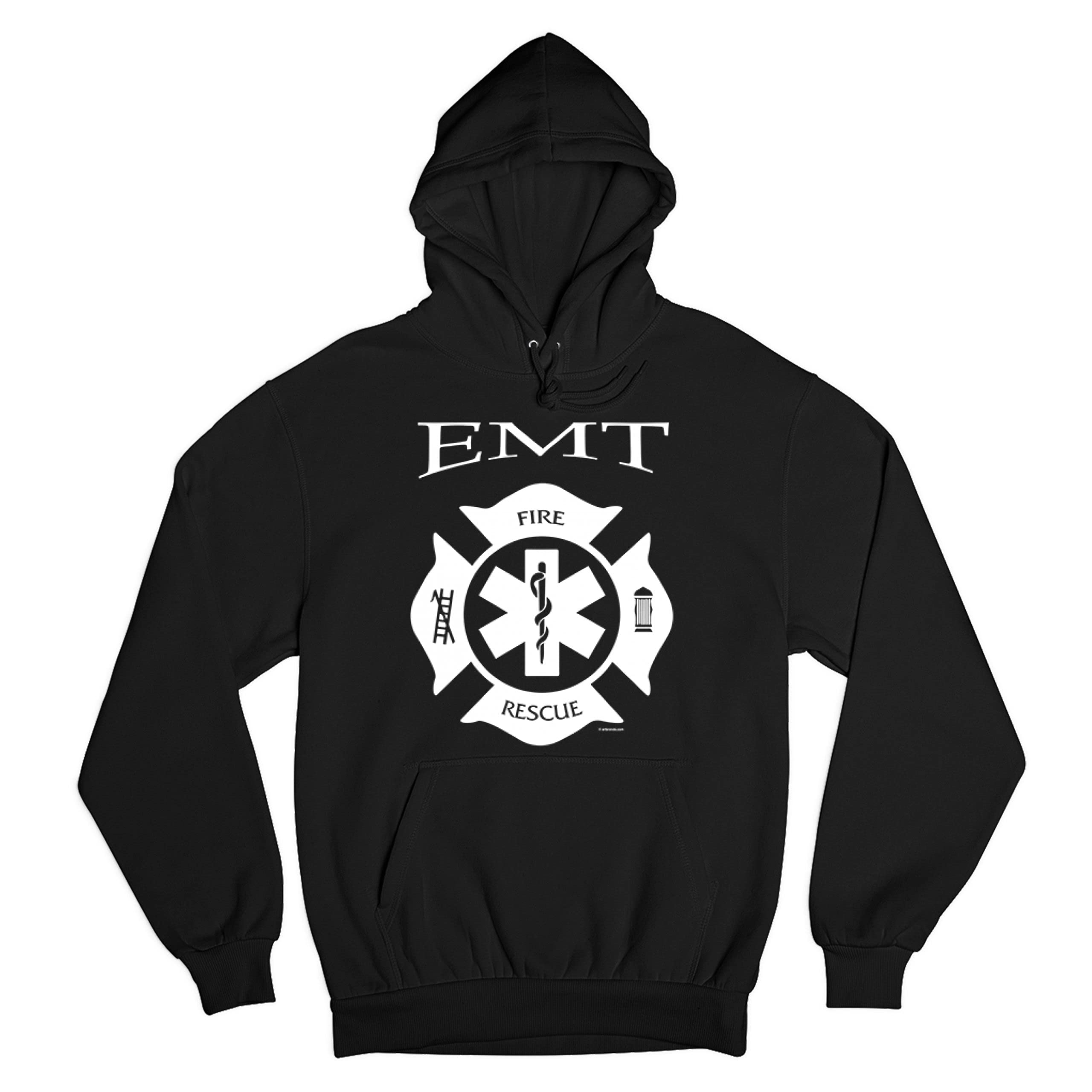 Tee Hunt EMT Fire and Rescue Sweatshirt - Emergency First Responder EMS Medic Hoodie for Paramedics, Firefighters & Medical Professionals