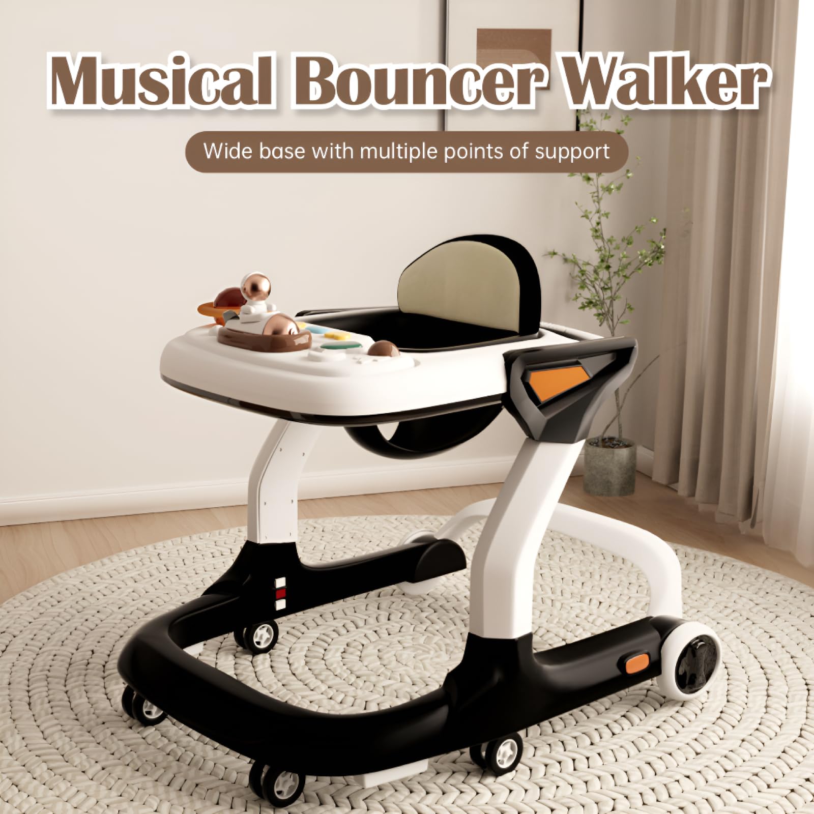 Adjustable Baby Walker with Wheels, Music & Lights - 9 Height Settings, Anti-Fall Design & Activity Center for Boys & Girls (6-18 Months) - Perfect for Learning to Walk, Playtime & Indoor Exploration
