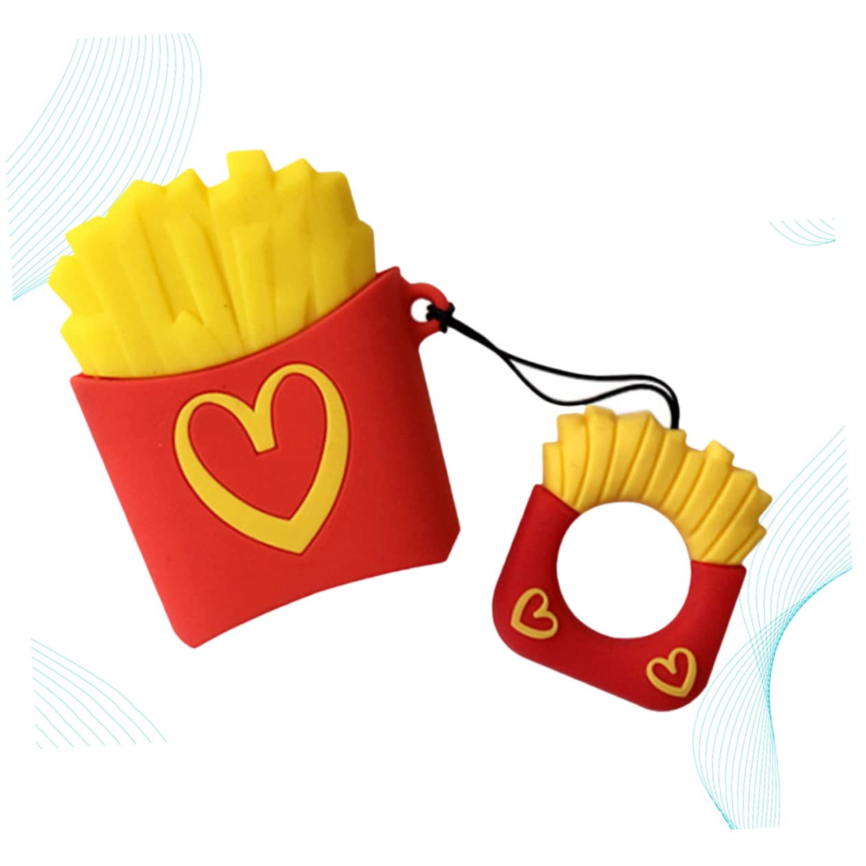 3-Piece French Fries Keychain Headset Cover - Cute Earphone Protector Case for AirPods & Wireless Earbuds - Fun Accessory for Music Lovers & Popcorn Movie Nights