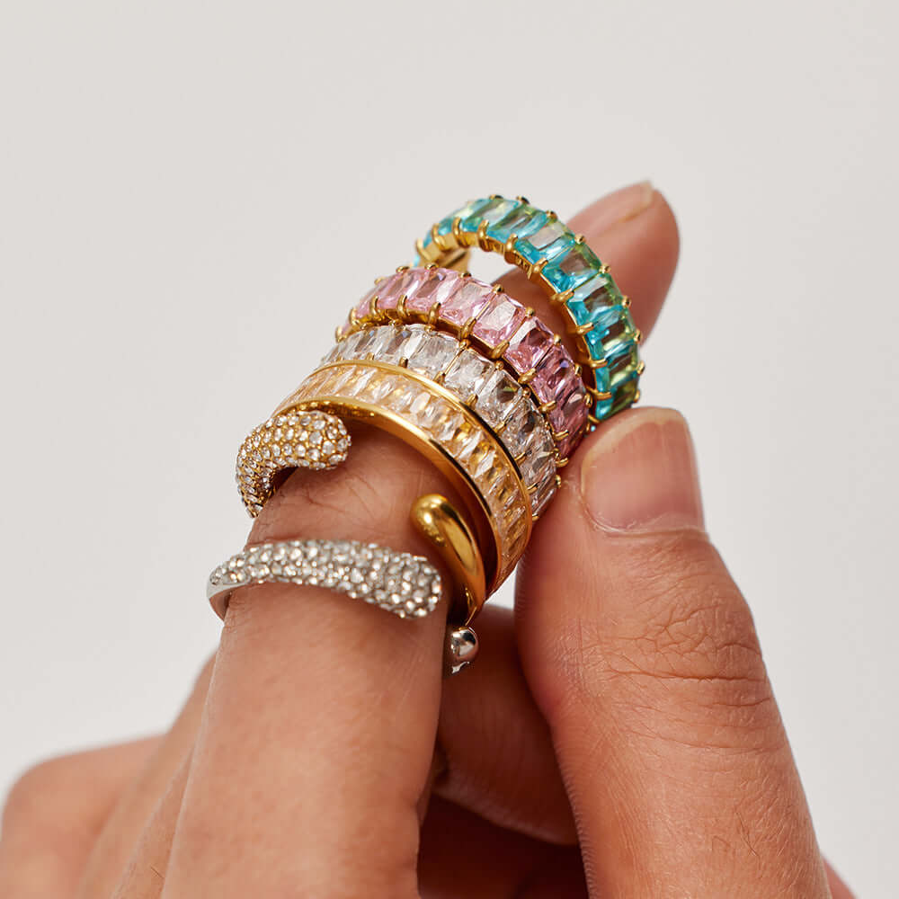 18K Gold Plated Zircon Midi Ring for Women - Elegant Stackable Finger Ring - Perfect for Everyday Wear, Parties & Special Occasions | JDR034
