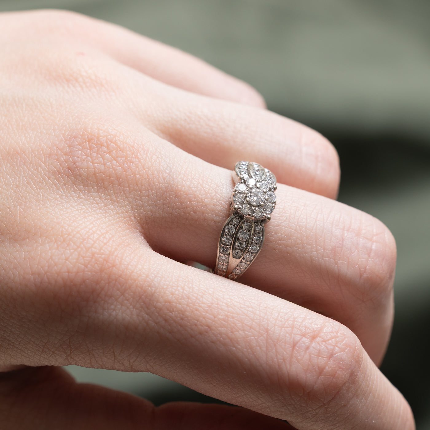 1.00ctw Diamond Cluster Tapered Ring - Size 7 | Elegant Wedding Band, Anniversary Gift for Her | Perfect for Engagement, Proposals & Special Occasions