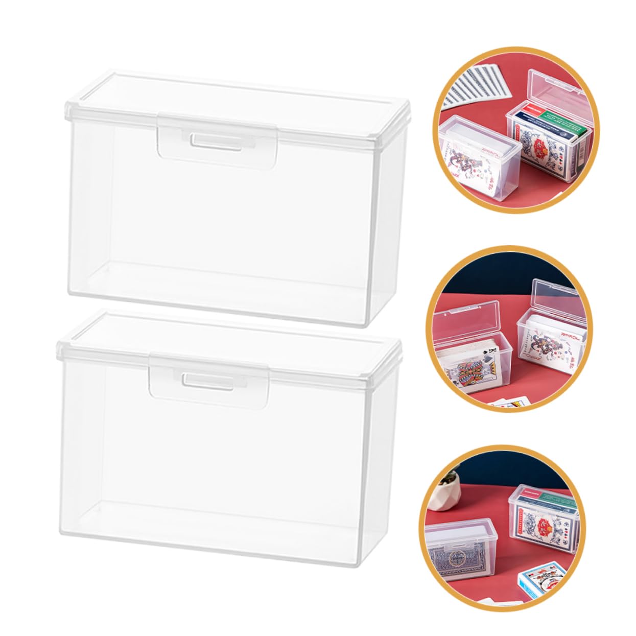 Elegant Card Storage Box Set of 2 - Premium Card Organizer for Home & Office Desktop - Perfect for Collectible Cards, Business Cards, and Greeting Cards Storage - Ideal for Organizing Trading Cards, Photos, and Important Documents