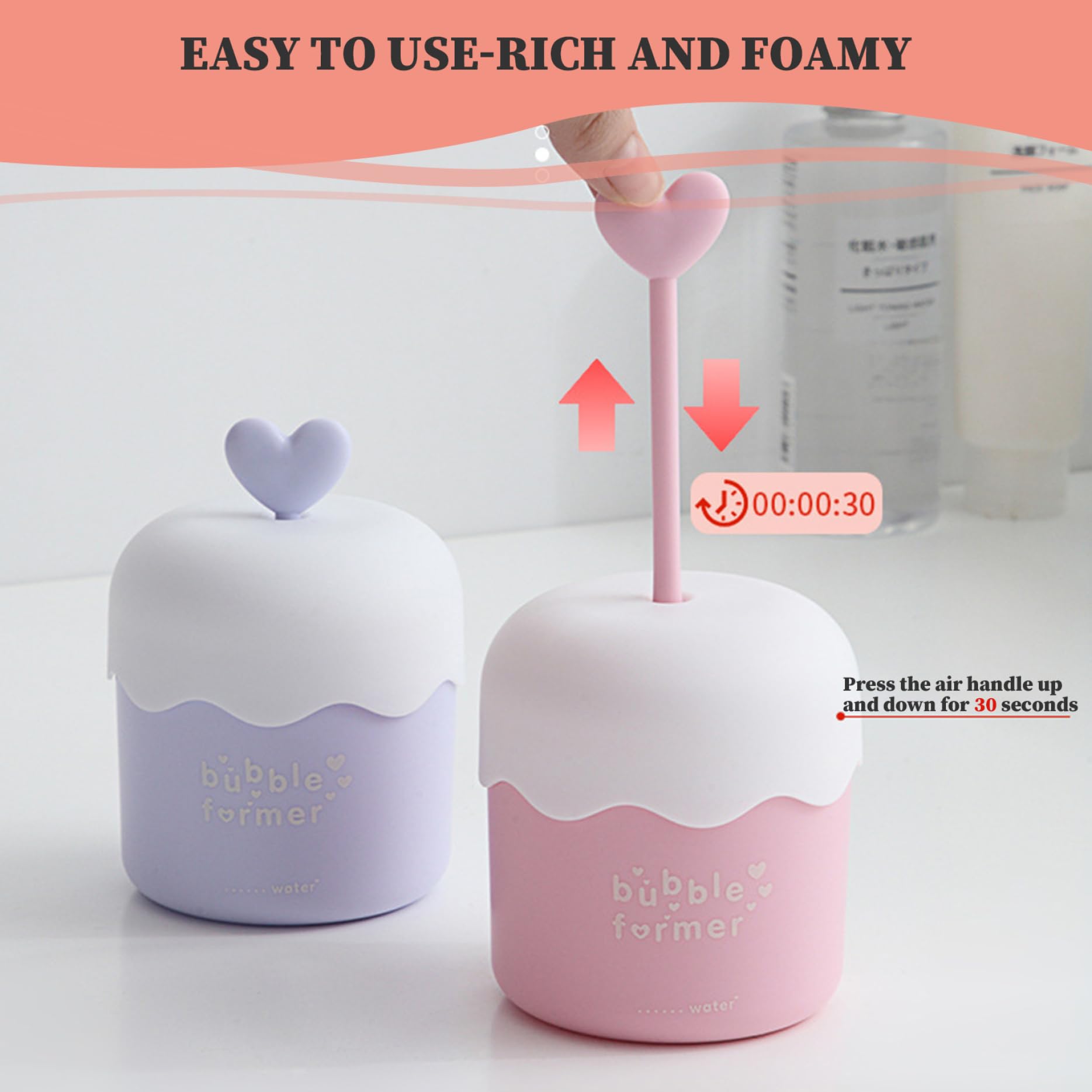 **2-Pack Cute Bubble Foam Maker for Face Wash | Fast Foaming Skincare Tool | Perfect for Home & Travel | Gentle Cleansing for Sensitive Skin**