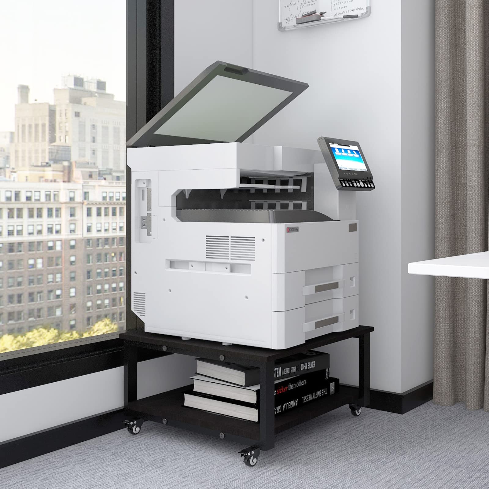 2-Tier Heavy Duty Rolling Laser Printer Stand with Paper Storage Shelf - 23.6