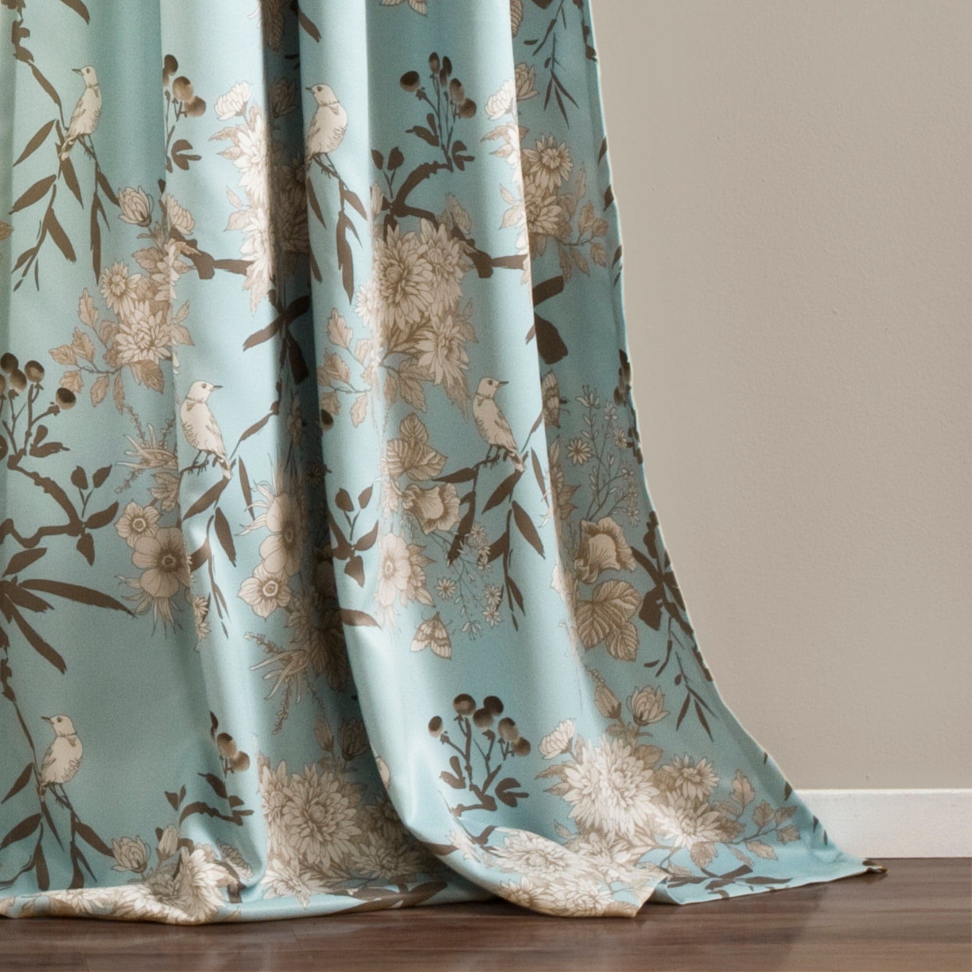 Botanical Garden Light Filtering Window Curtain Panel Set - Floral Print Sheer Drapes for Living Room, Bedroom & Nursery - Soft Sunlight & Privacy - 2 Panels 84 Inch Length