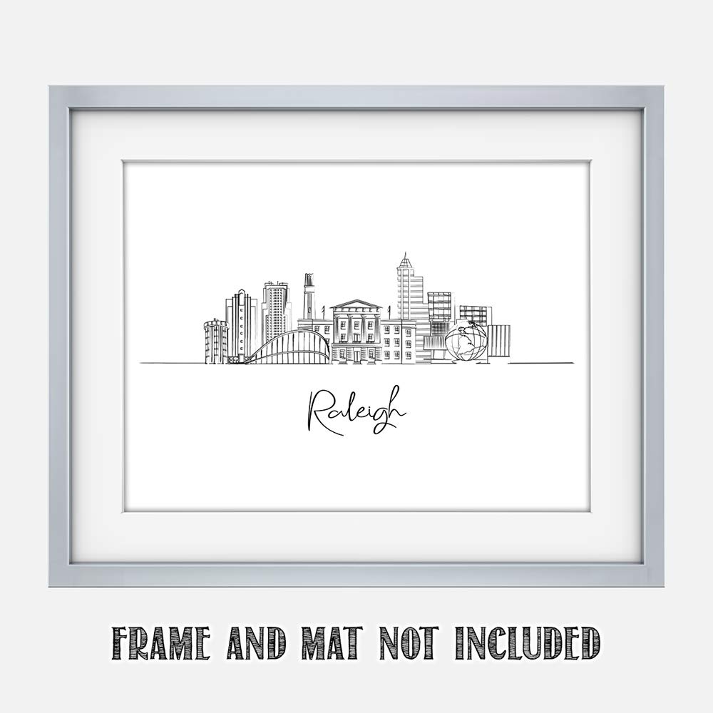 Raleigh Skyline Wall Art Print 11x14 - Unframed Decor for Bedroom & Living Room