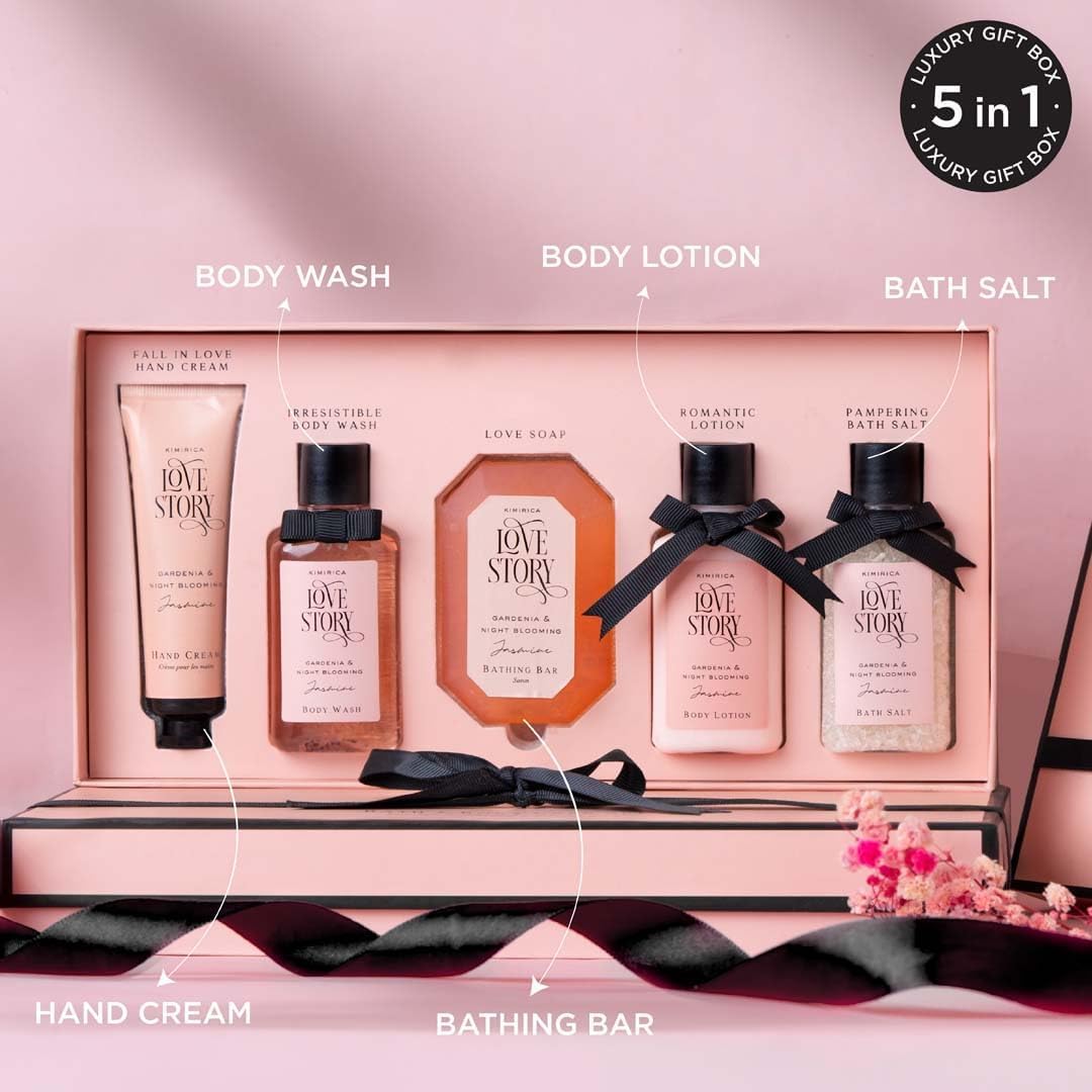 Luxury Bath and Body Care Gift Set for Men & Women - 5 Piece Vegan Kit with Bath Salt, Body Wash, Lotion, Soap & Hand Cream | Premium Spa Gift Box for Relaxation, Anniversary & Holidays
