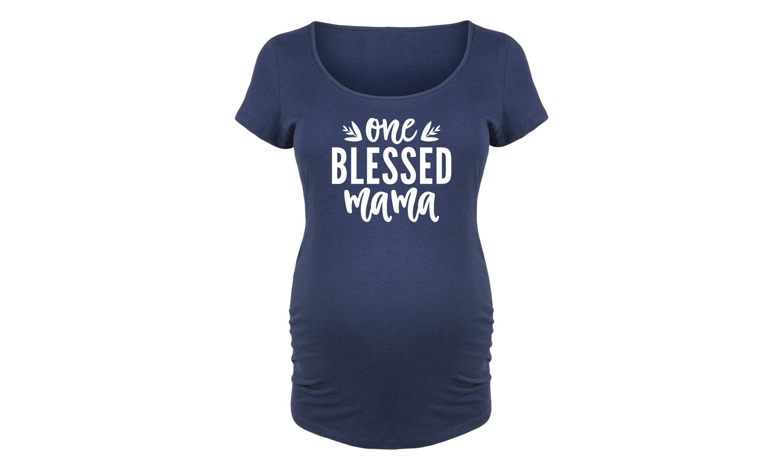 One Blessed Mama Maternity Scoop Neck T-Shirt - Comfortable Pregnancy Tee for Expecting Mothers - Perfect for Casual Wear, Baby Showers & Maternity Photos