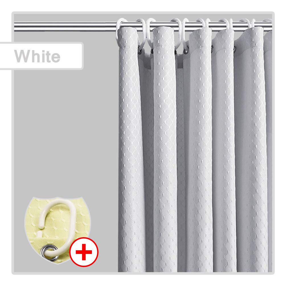 LUOTIANLANG Waterproof Shower Curtain - 280x200cm White Bathroom Partition with Hooks, Thickened Moisture-Proof Fabric for Bath & Shower - Breathable Design for Bathrooms, Hotel, Dorm & Apartment Use