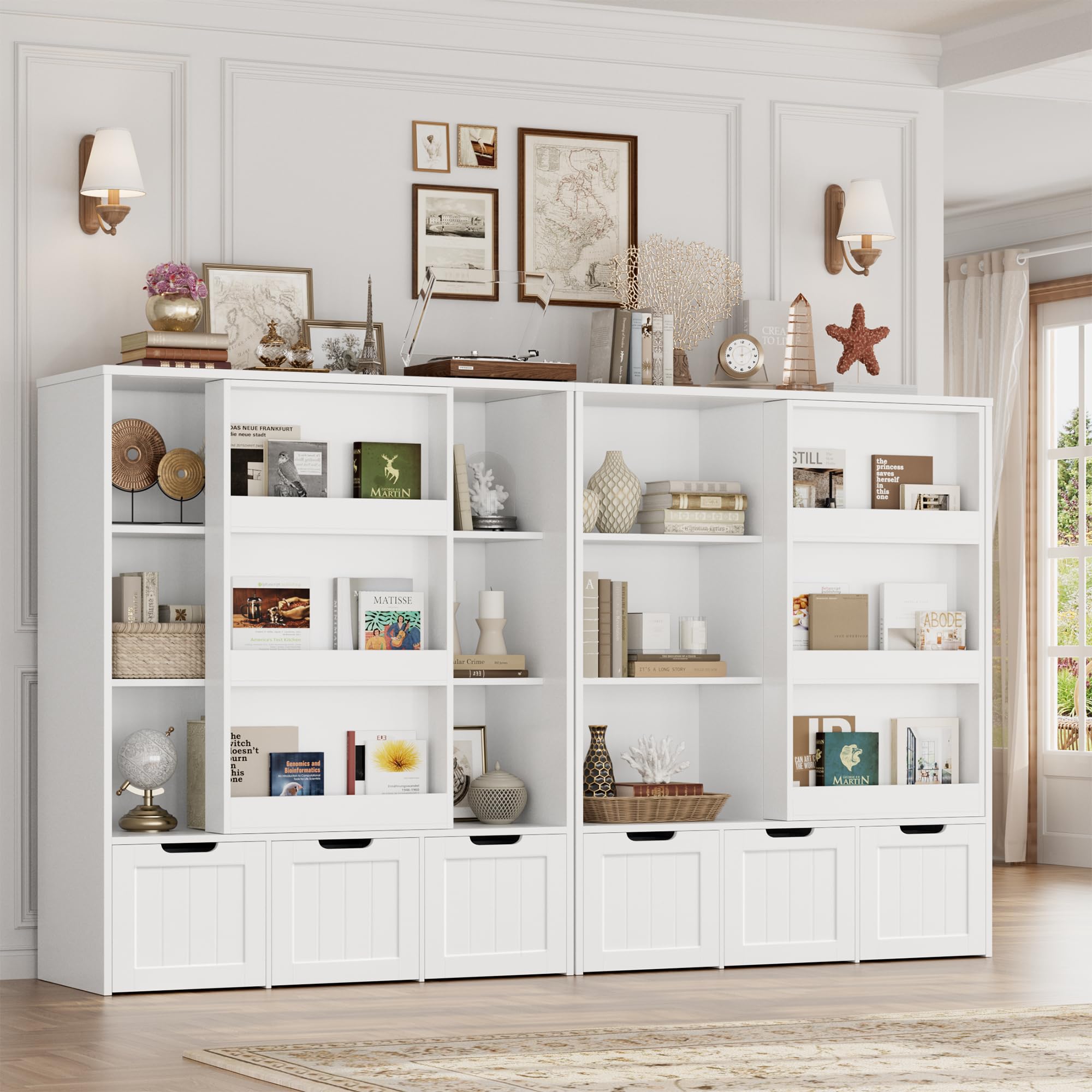 FOTOSOK Kids Toy Storage Organizer with Sliding Bookshelf - 3 Movable Drawers & 6 Storage Cubbies for Playroom, Bedroom Organization - Perfect for Storing Toys, Books, and Kids' Accessories