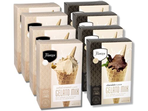 Premium Franzese Gelato Mix - Authentic Italian Dessert Kit for Homemade Gelato, Sorbet & Smoothies (Salted Caramel & Chocolate, Gluten Free) | Imported from Italy | Ice Cream Maker Ready - Just Add Milk | Perfect for Parties, Family Treats & Gourmet Desserts - Makes 16 Batches