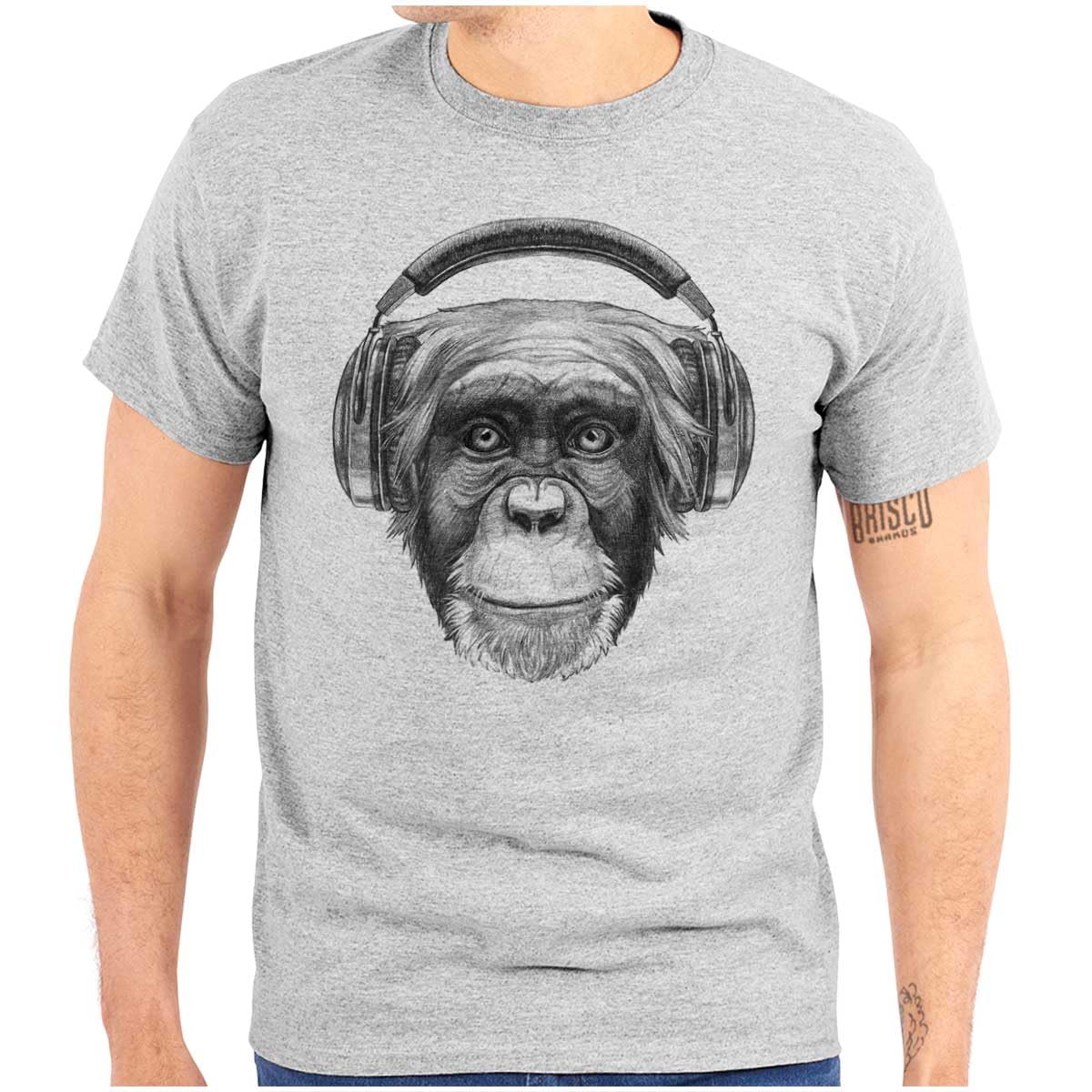 Smile Monkey Headphones Hipster Graphic T-Shirt for Men & Women - Cool Funny Casual Tee for Music Lovers & Streetwear Fashion