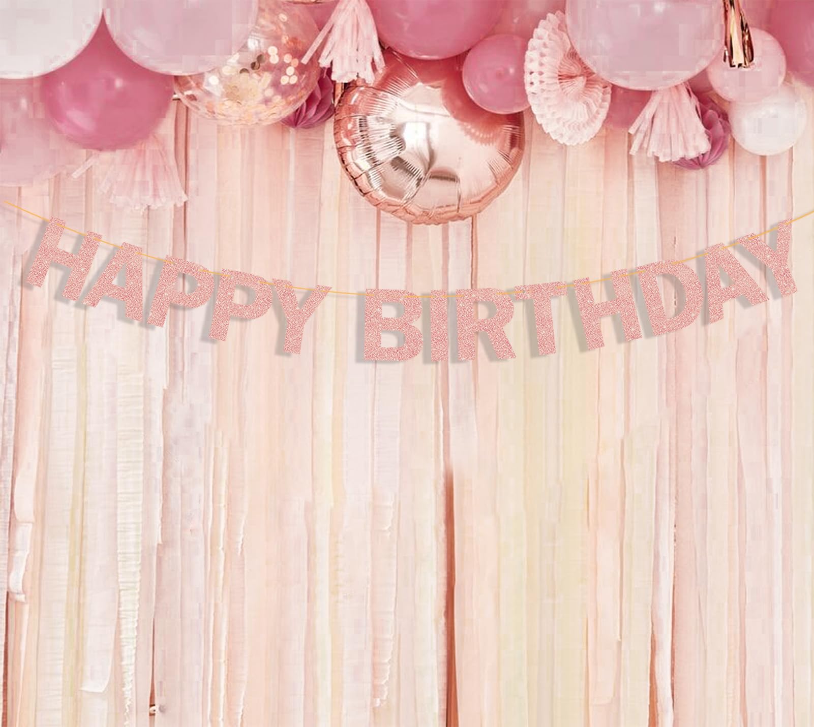 Rose Gold Glitter Happy Birthday Banner - Elegant Birthday Party Decorations for Women & Girls | Perfect for Birthday Parties, Baby Showers & Bridal Showers