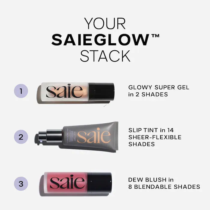 Saie Glowy Super Gel - Lightweight Dewy Multipurpose Highlighter for Face & Body | Natural Glow Makeup for Everyday Wear & Special Occasions