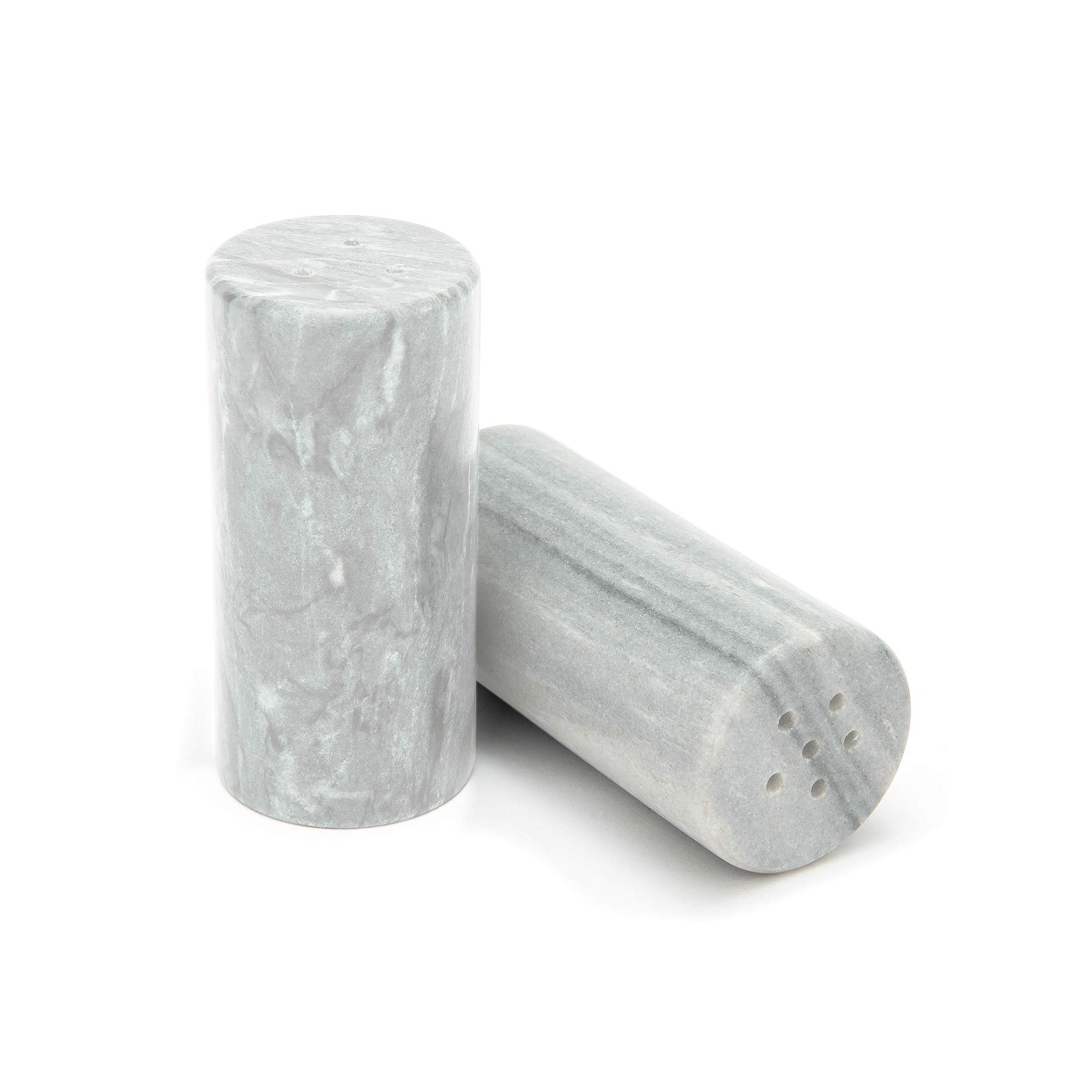 Fox Run 48788 Natural White Marble Salt and Pepper Shakers Set - Medium Size for Kitchen, Dining Table & Home Decor