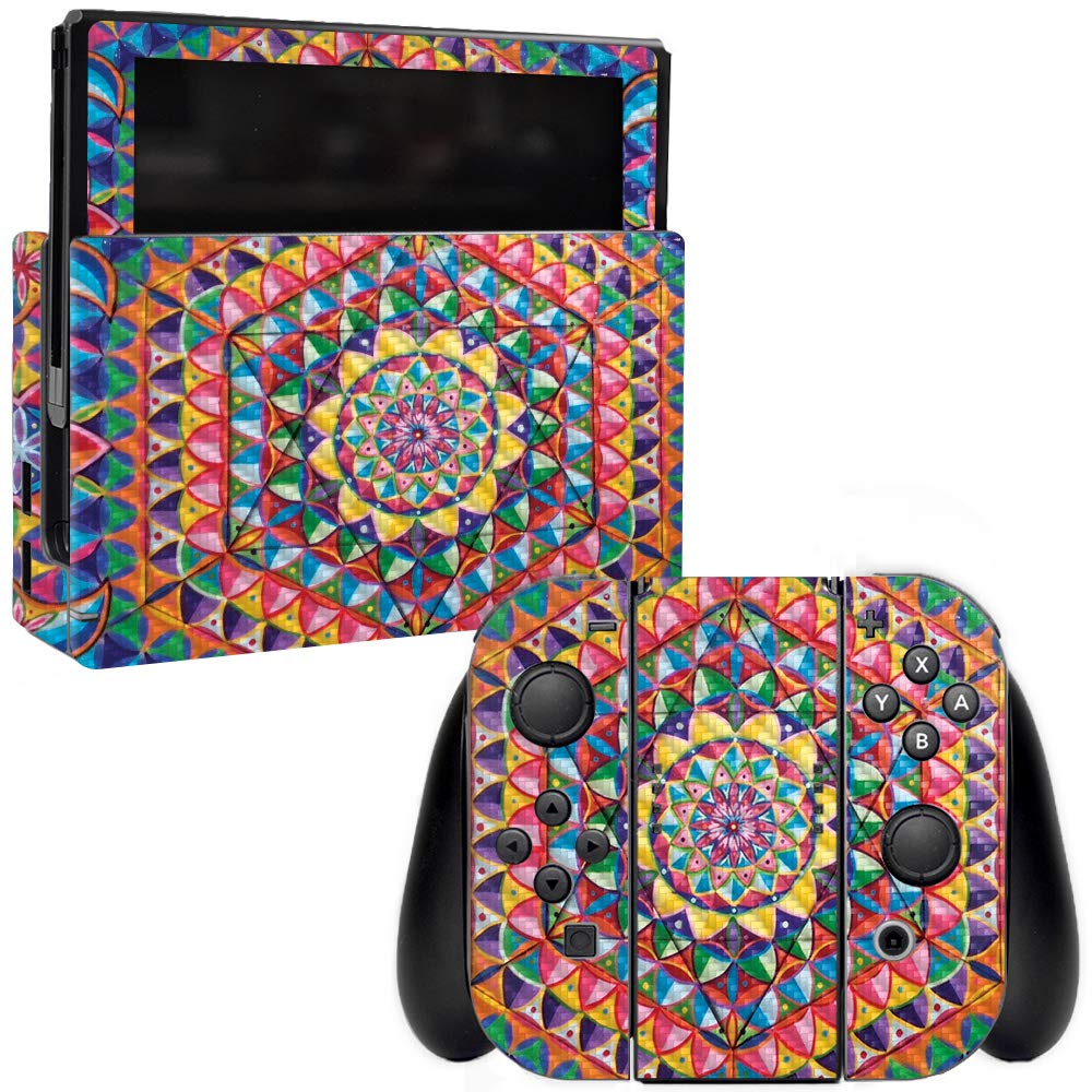 MightySkins Carbon Fiber Skin for Nintendo Switch - Rainbow Kaleidoscope Design | Protective & Durable Textured Vinyl Cover | Easy to Apply, Remove & Change Styles | Made in USA | Perfect for Gaming Protection & Customization