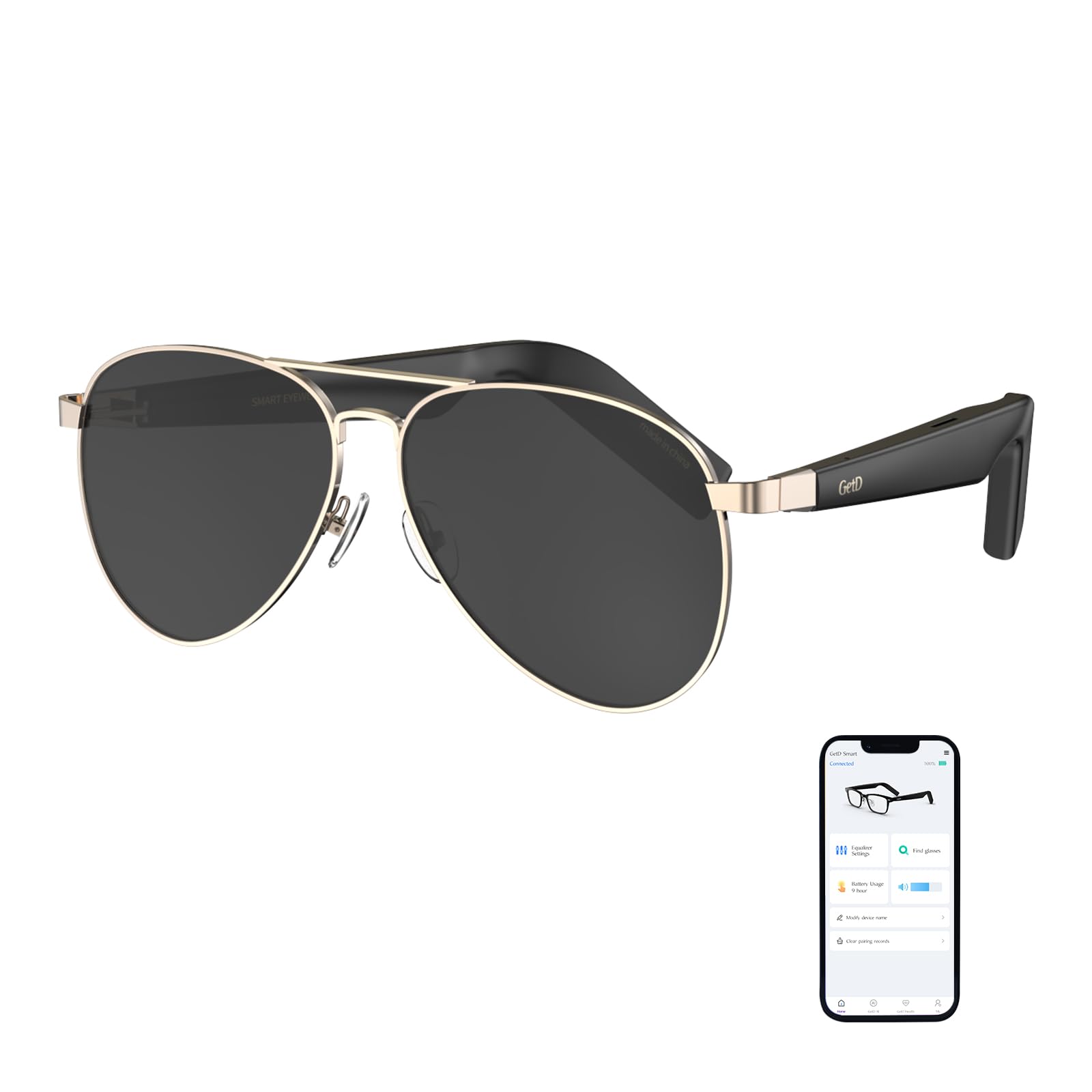 Smart Bluetooth Sunglasses for Men & Women - Wireless Aviator Audio Glasses with Open Ear Speakers, Voice Control, AI Assistant & Real-Time Translation | Perfect for Travel, Driving & Outdoor Activities