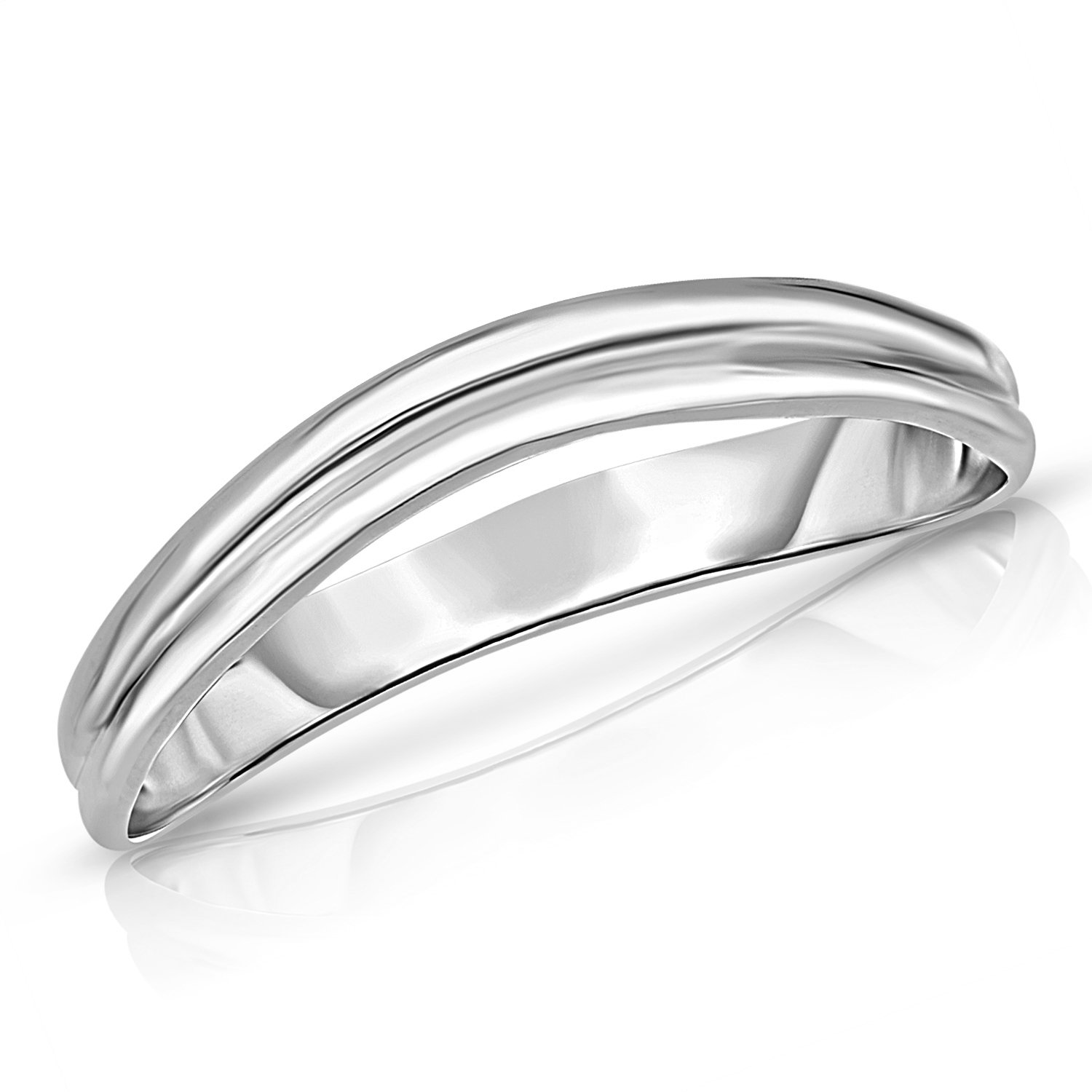 10K Yellow Gold, White Gold, or Rose Gold 3mm Comfort Fit Curved Double Wave Ring for Women & Men – Elegant Wedding Band, Anniversary Gift, or Everyday Jewelry