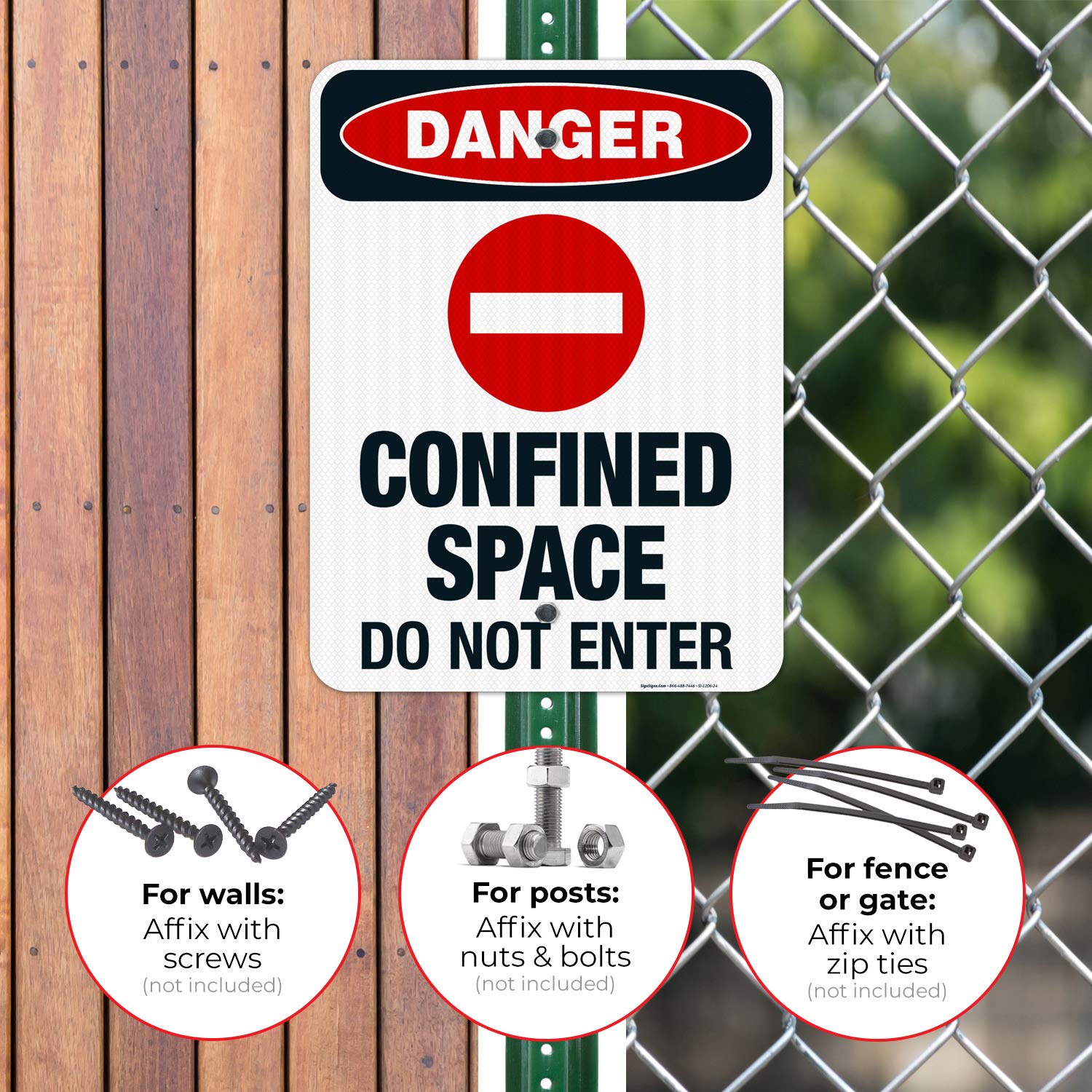 Danger Confined Space Do Not Enter Sign - OSHA Compliant 18x24 Inch Reflective Aluminum Safety Sign - 3M EGP .080 Thick Fade-Resistant for Indoor/Outdoor Use - Made in USA - Perfect for Construction Sites, Warehouses & Industrial Facilities