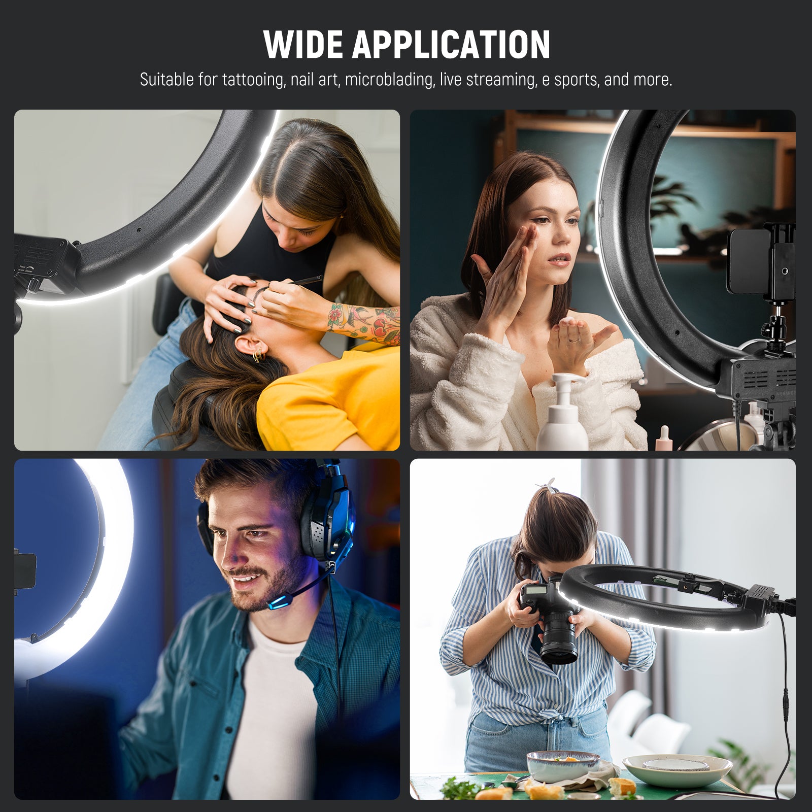 NEEWER RL 18 18-Inch Professional LED Ring Light Kit with Stand - Perfect for Photography, Videography, YouTube Videos, Live Streaming, and Makeup Application