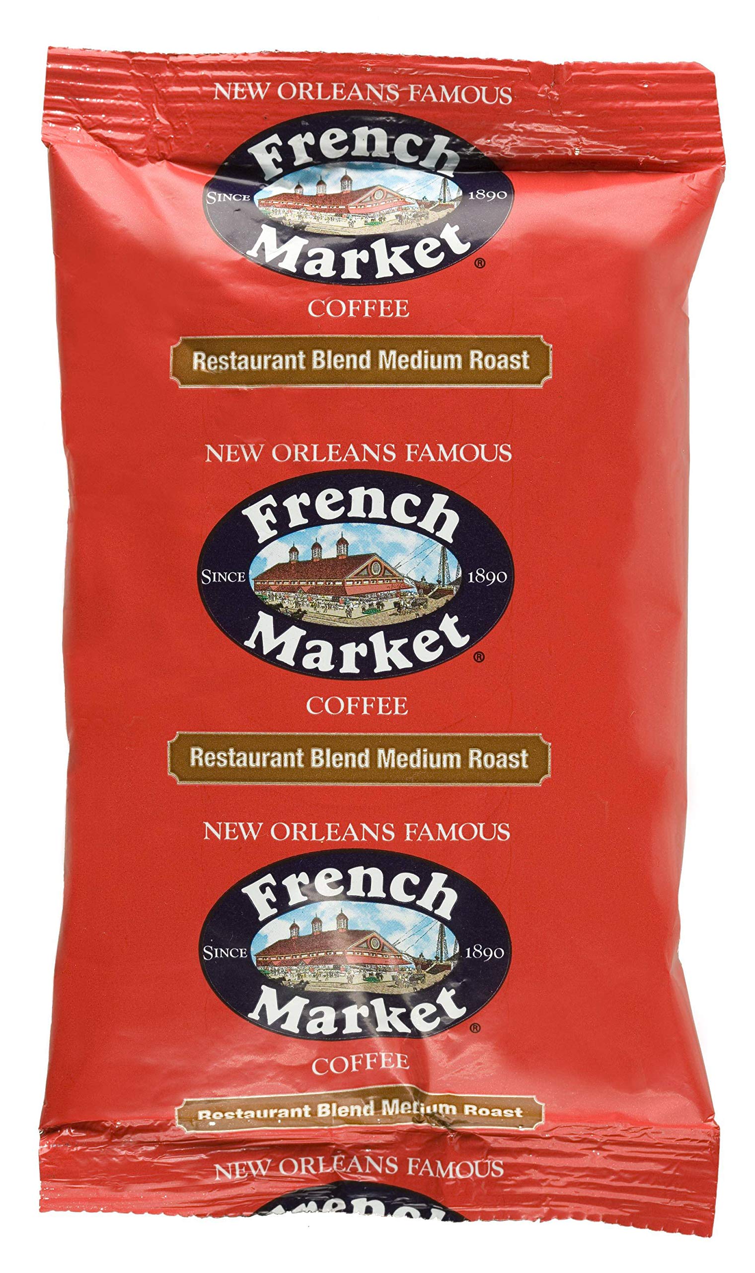 Premium French Market Medium Roast Pure Blend Coffee - 2 Ounce Bags (40 Count Case) - Perfect for Office, Cafes & Home Brewing