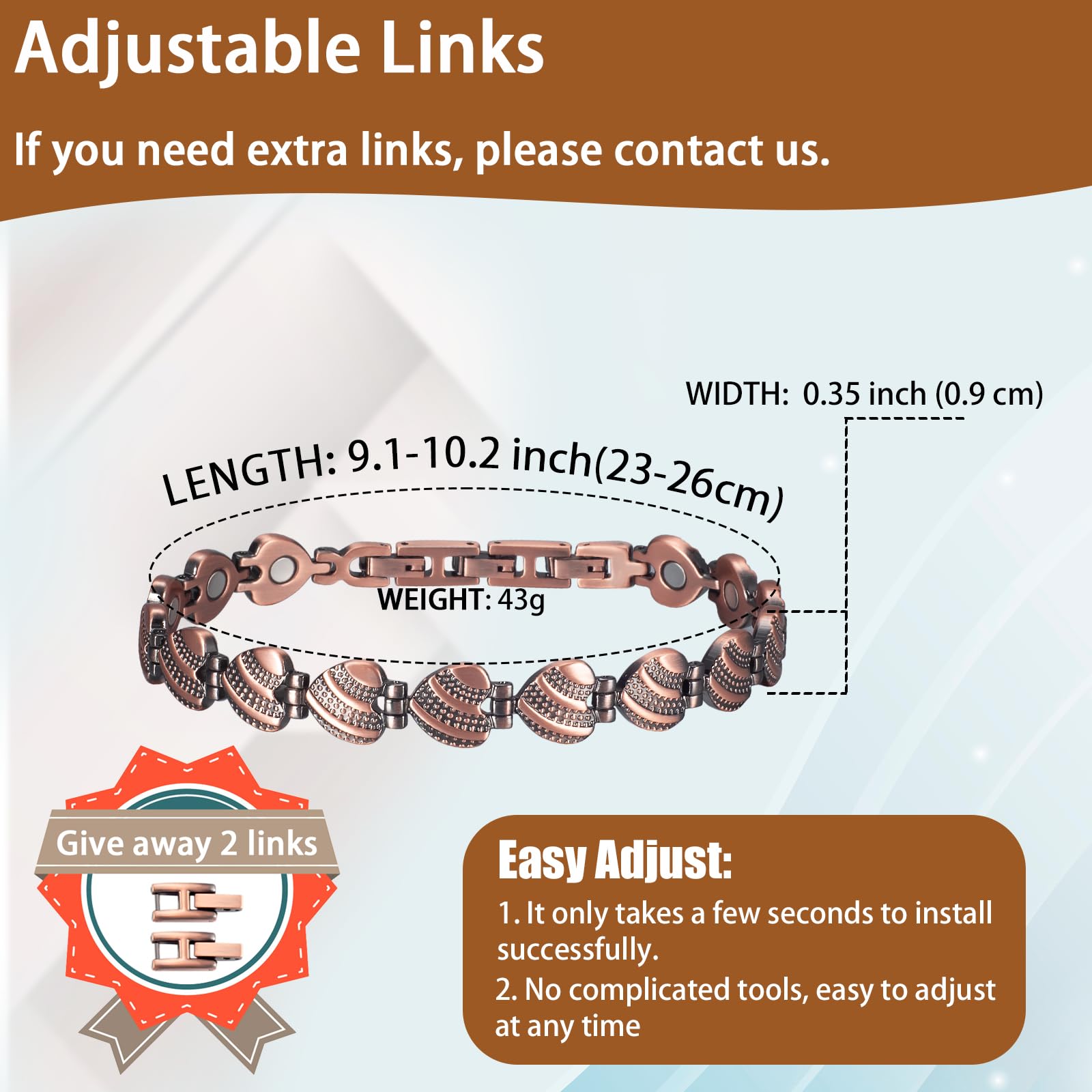 MagVIVACE Copper Magnetic Anklet for Women - Arthritis & Joint Pain Relief - Therapeutic Magnetic Bracelet with Healing Magnets (Copper) - Perfect for Daily Wear & Active Lifestyle