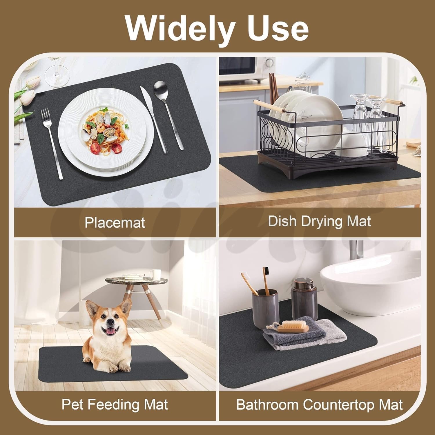 Non-Slip Absorbent Kitchen Dish Drying Mat - Quick Dry, Soft & Durable (40x60cm, Multicolor) for Countertop, Sink & Dining Table Use