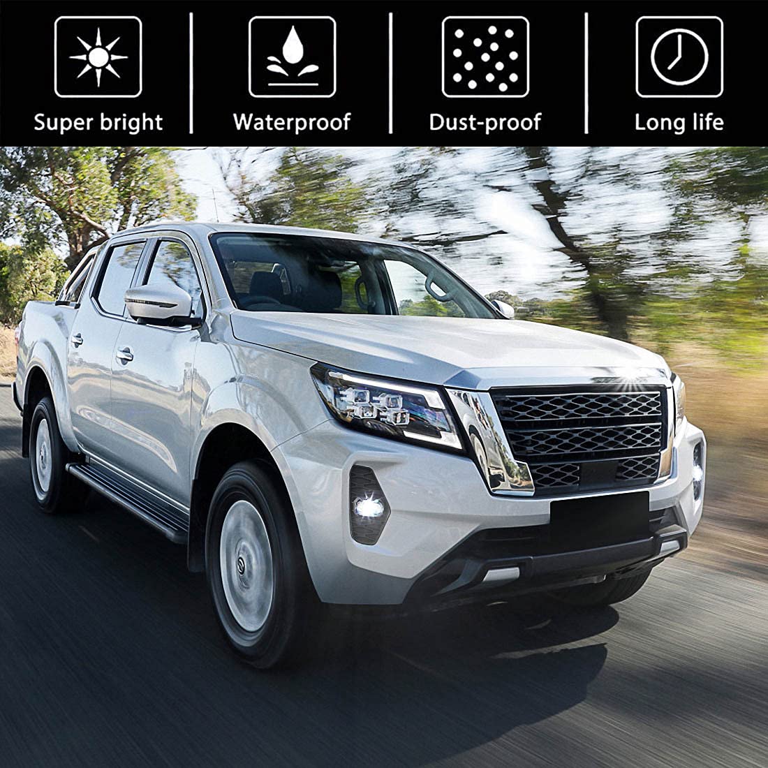 Nissan Navara 2021-2022 LED Fog Lights with DRL & Turn Signal - Replacement Fog Lamps for Navara Nueva D23 Pro-4X Facelift NP300 - Upgrade for Better Visibility in Rain & Fog Driving Conditions