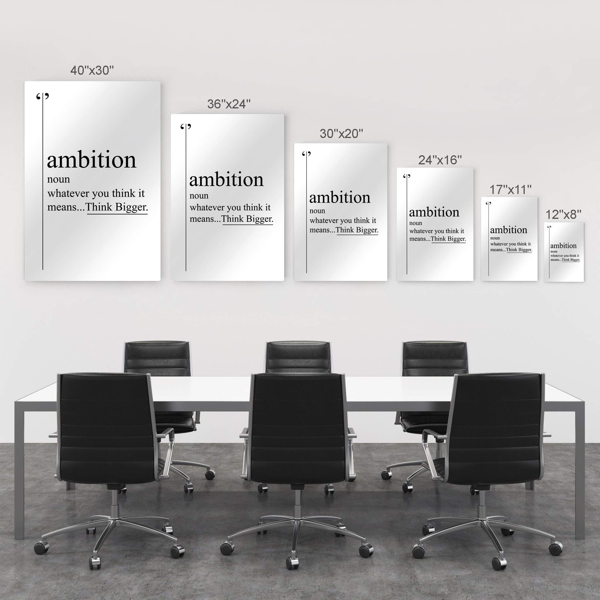 Smile Art Design Ambition Definition Black & White Dictionary Motivational Metal Wall Art - Inspirational Office & Living Room Decor - Entrepreneur Quote Print - Ready to Hang 30x20 - Perfect for Home Office, Study Room & Gift Giving