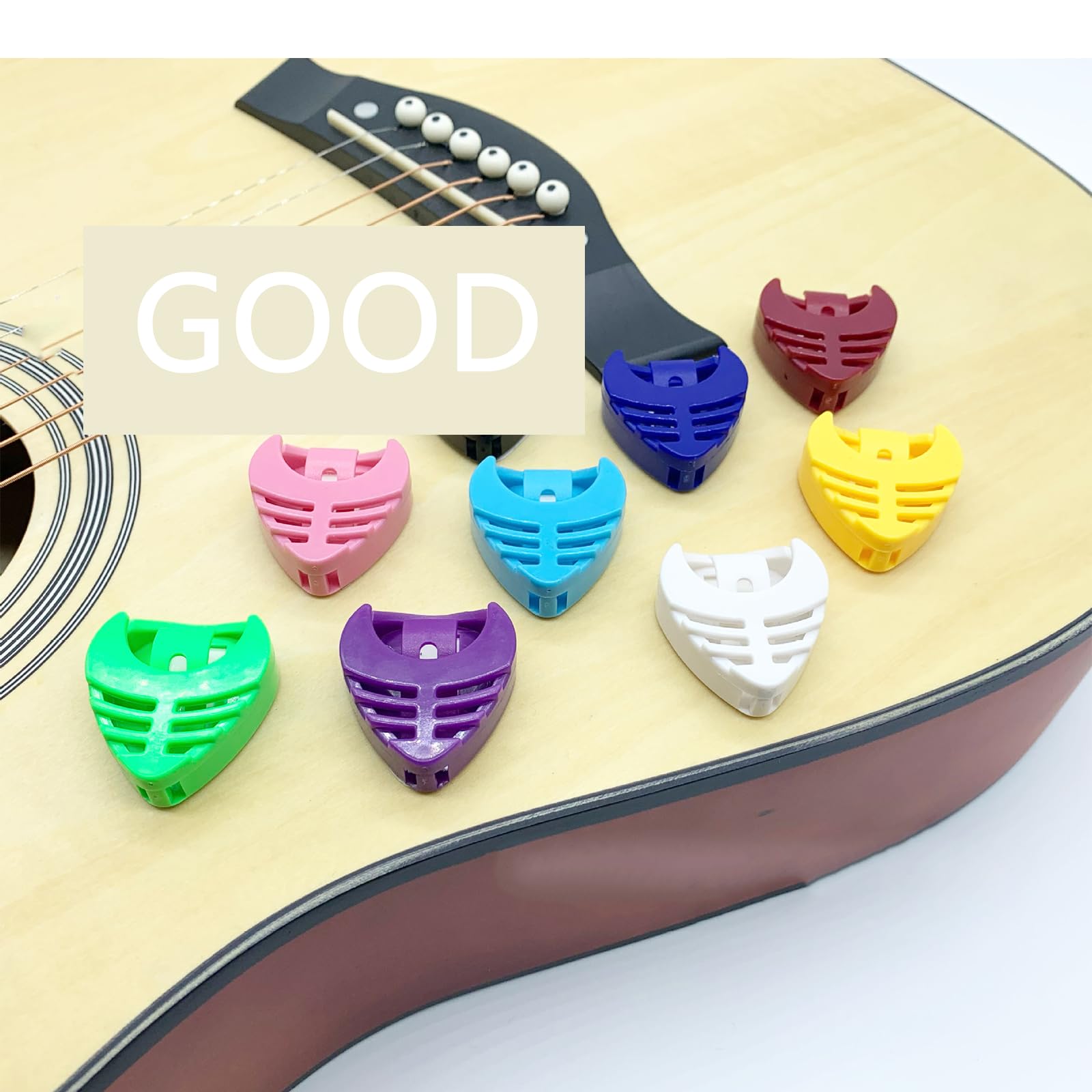 12-Pack Guitar Pick Holder with Adhesive Back & Spring - Stick-On Plastic Pick Case for Bass, Ukulele, Acoustic Guitar - Perfect for Musicians, Guitarists & Music Lovers On-The-Go