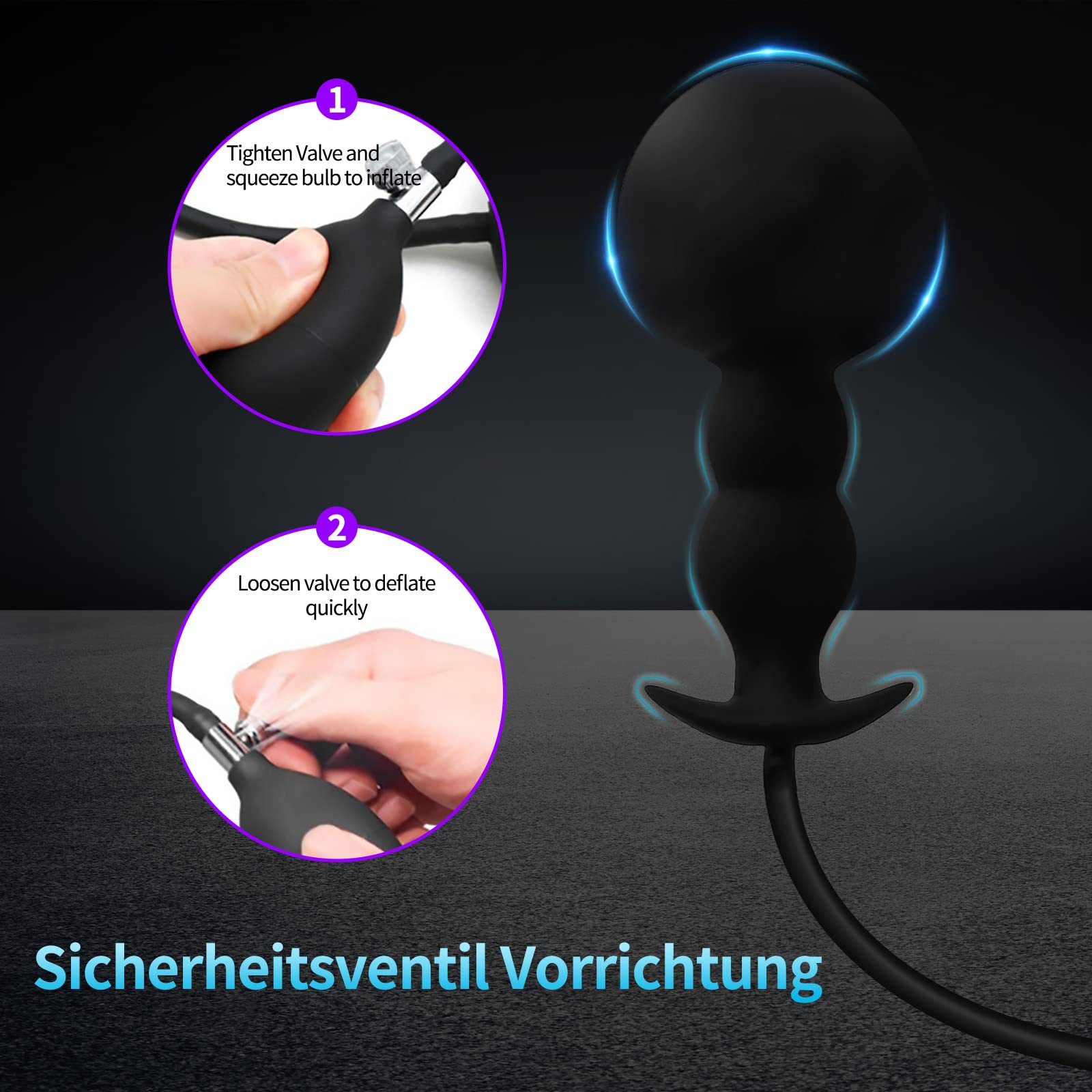 **Expandable Silicone Anal Plug - Body-Safe Medical Grade, Waterproof Butt Sex Toy for Men & Women | Quick Release Valve, Stretching & Training | Beginner to Advanced Use | Perfect for Solo Play & Couples Fun**